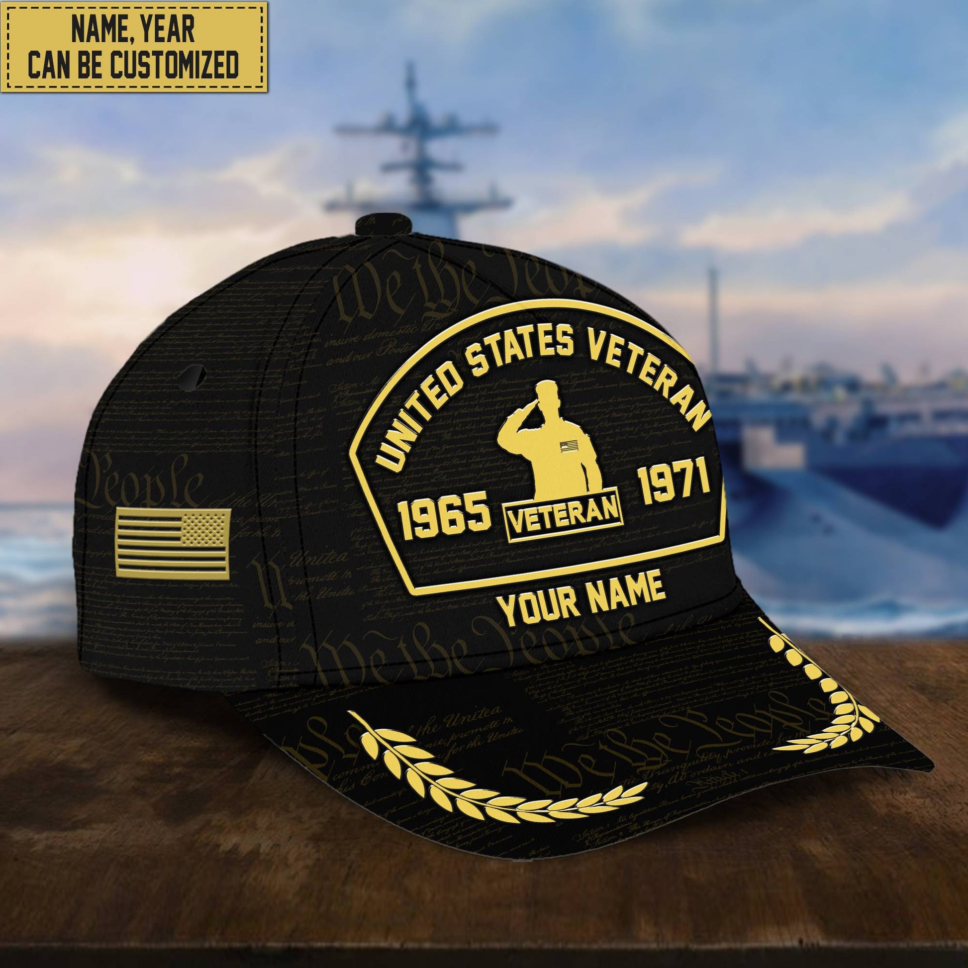 Customized US Veteran Hat – 3D Cap Personalized With Name, Years Of Service Military VPVC000607