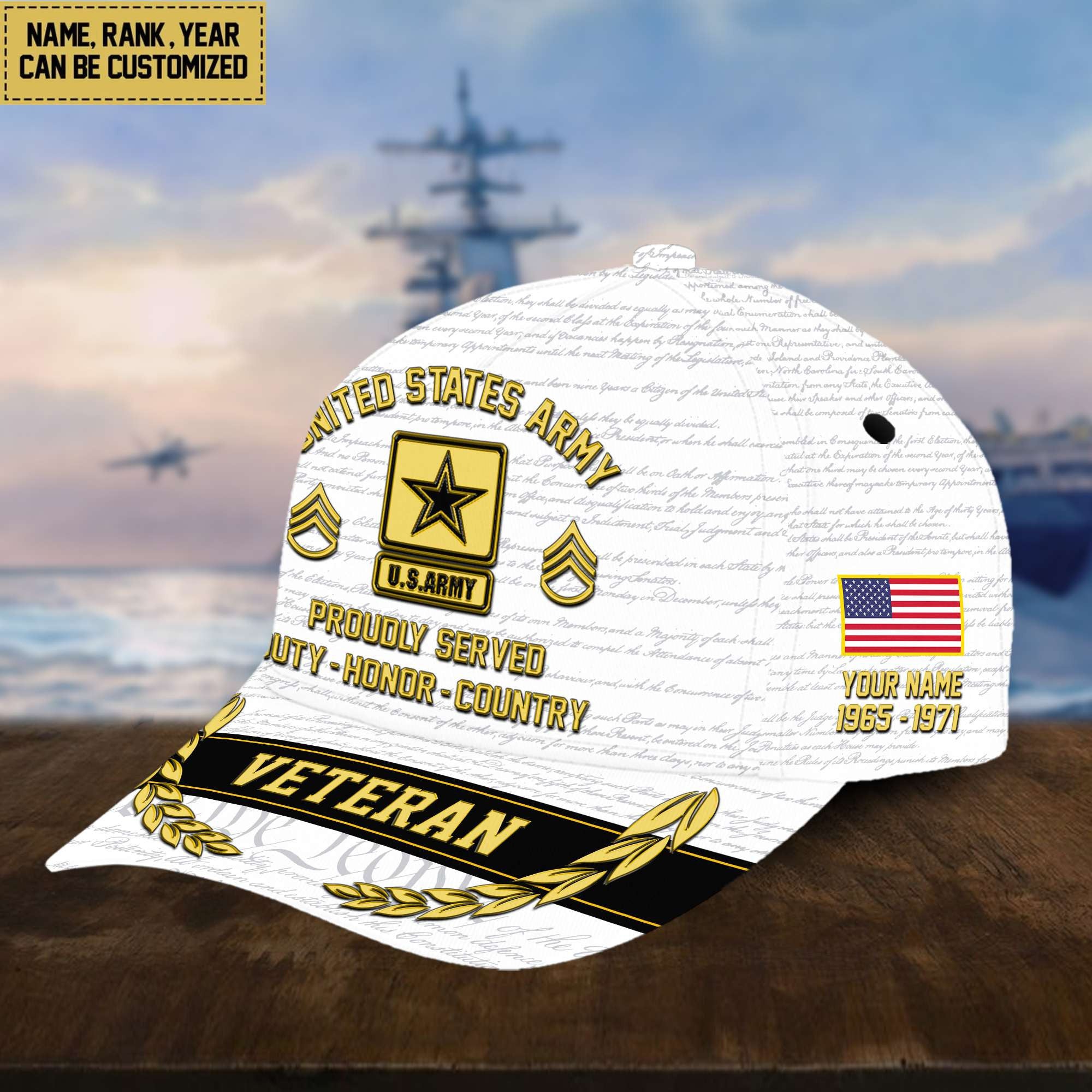 Customized US Army Veteran Hat – 3D Cap Personalized VPVC001201
