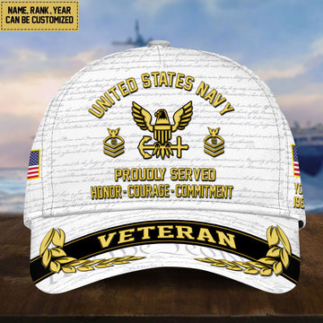 Customized US Navy Veteran Hat – 3D Cap Personalized VPVC001202