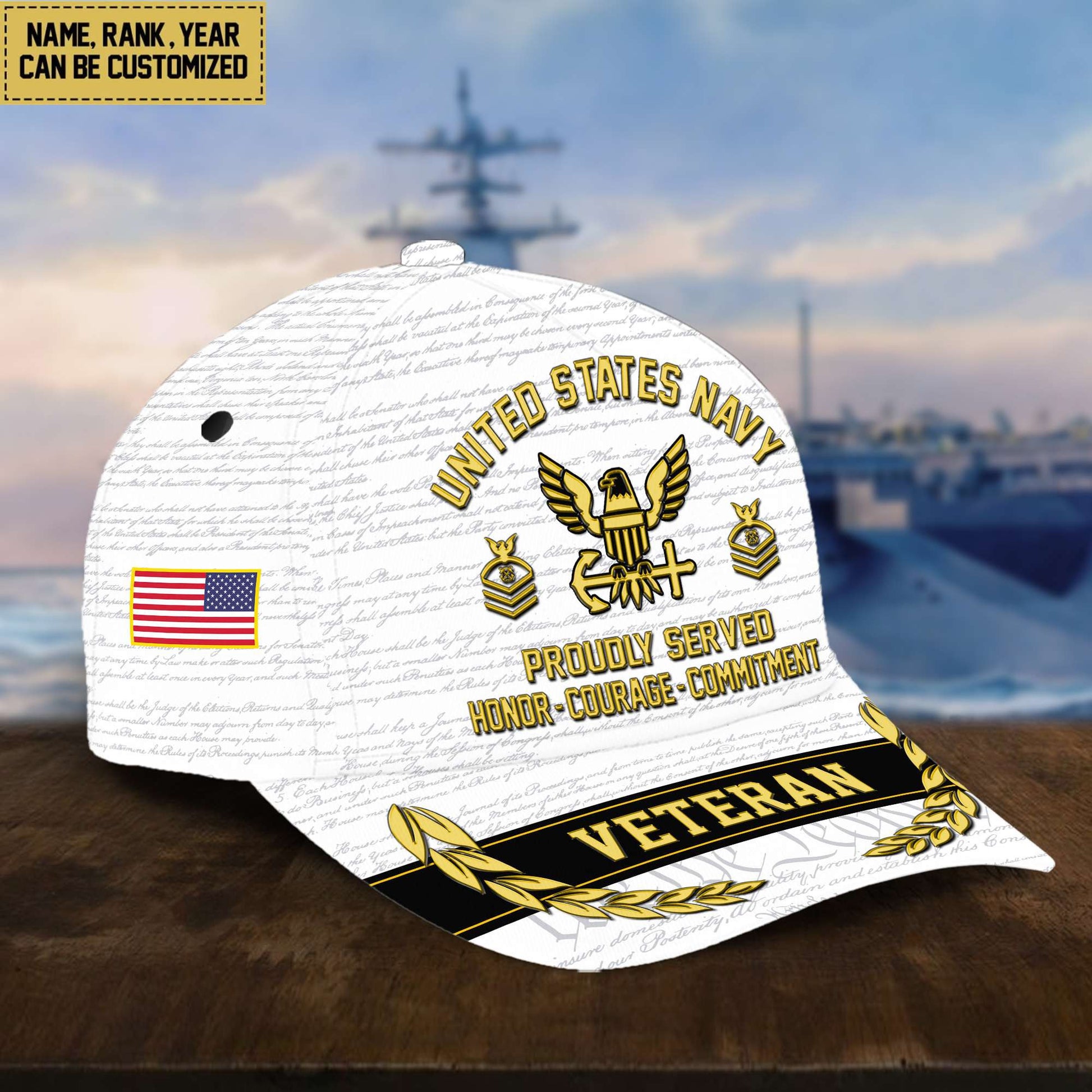 Customized US Navy Veteran Hat – 3D Cap Personalized VPVC001202