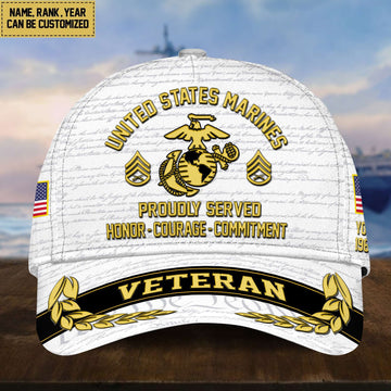 Customized USMC Veteran Hat – 3D Cap Personalized VPVC001203
