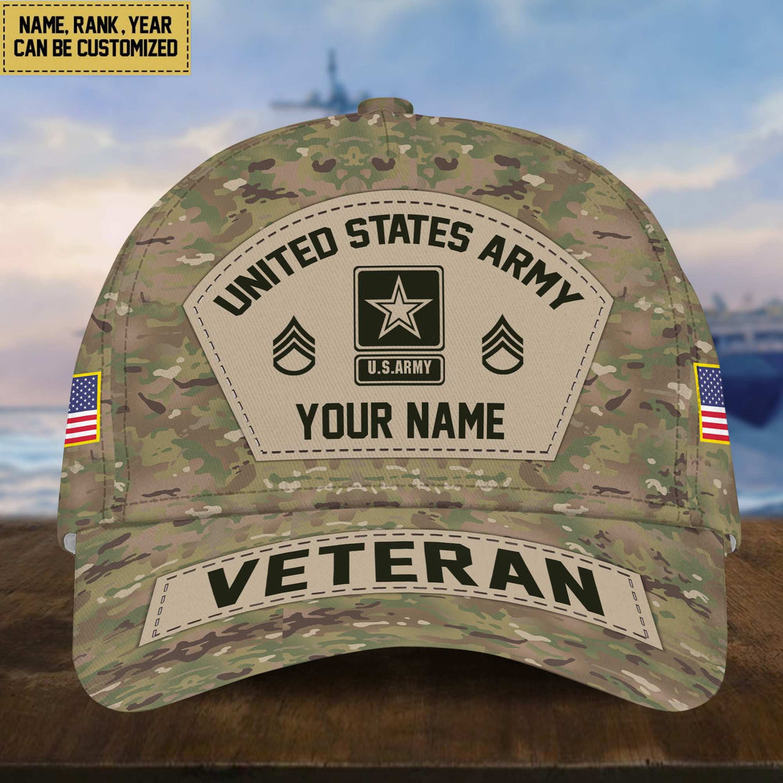 Personalized US Army Veteran Hat - Custom Military Rank Name And Cap Printing VPVC001301