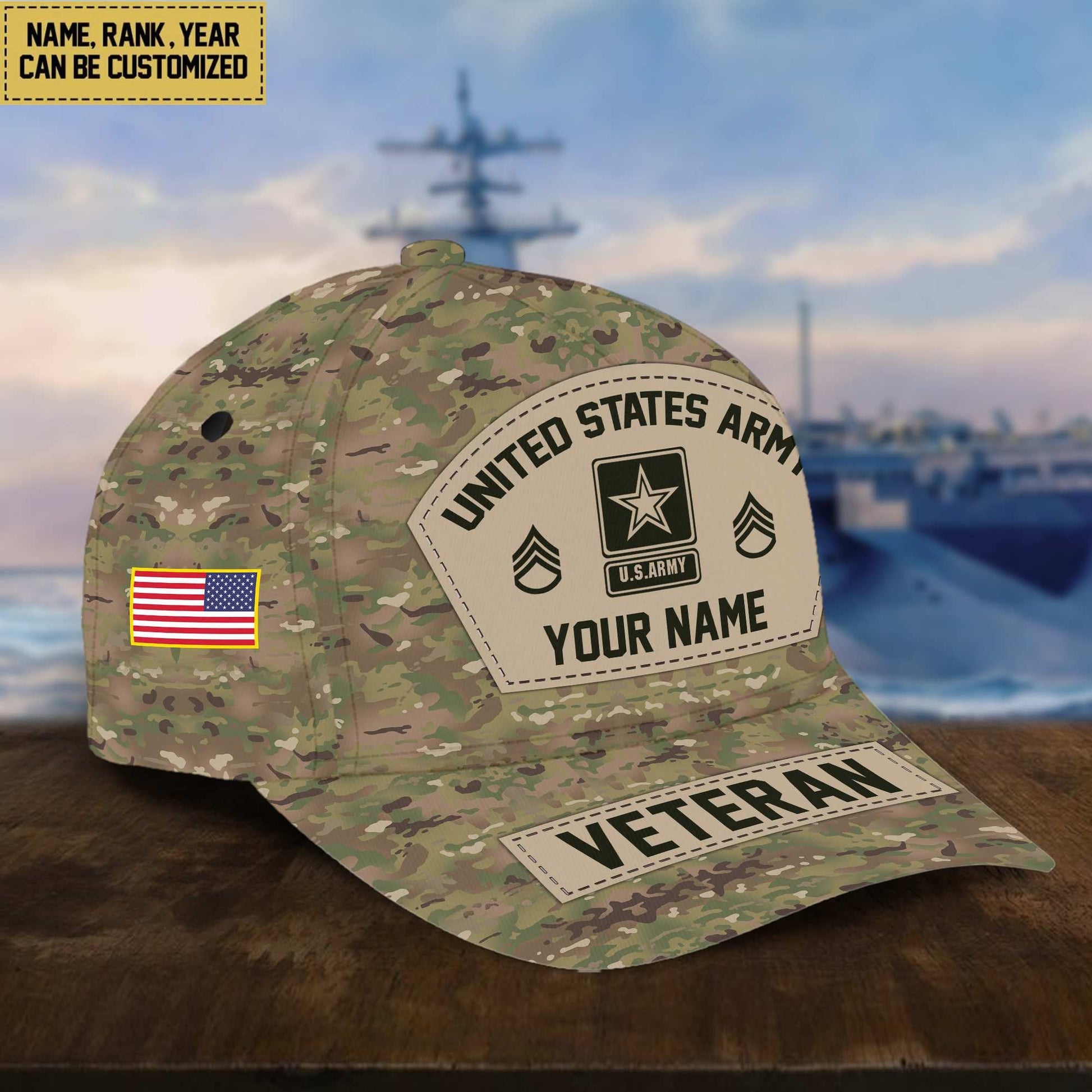 Personalized US Army Veteran Hat - Custom Military Rank Name And Cap Printing VPVC001301