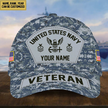 Personalized US Navy Veteran Hat - Custom Military Rank Name And Cap Printing VPVC001302