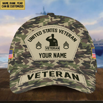 Personalized US Veteran Hat - Custom Military Rank Name And Cap Printing VPVC001307