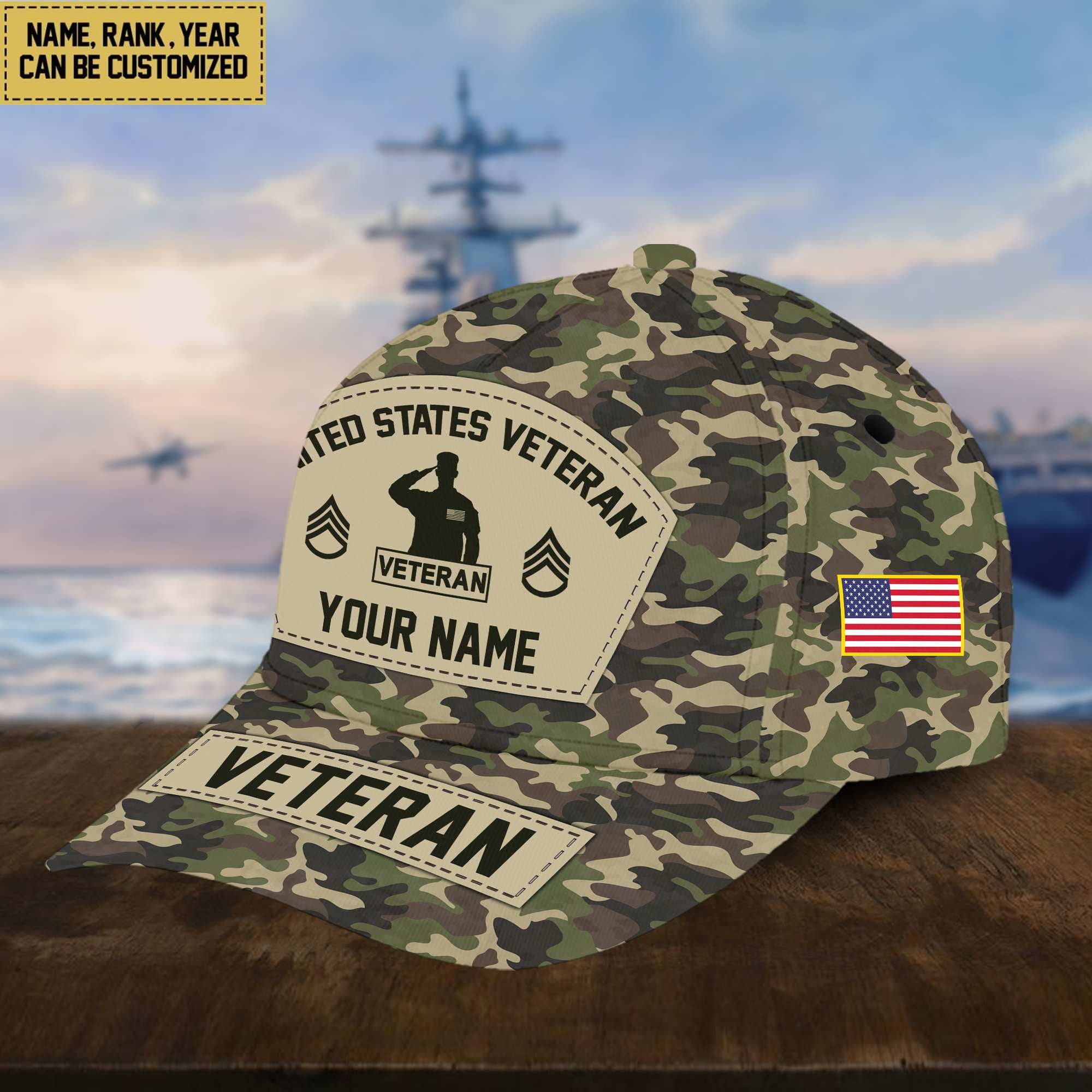 Personalized US Veteran Hat - Custom Military Rank Name And Cap Printing VPVC001307