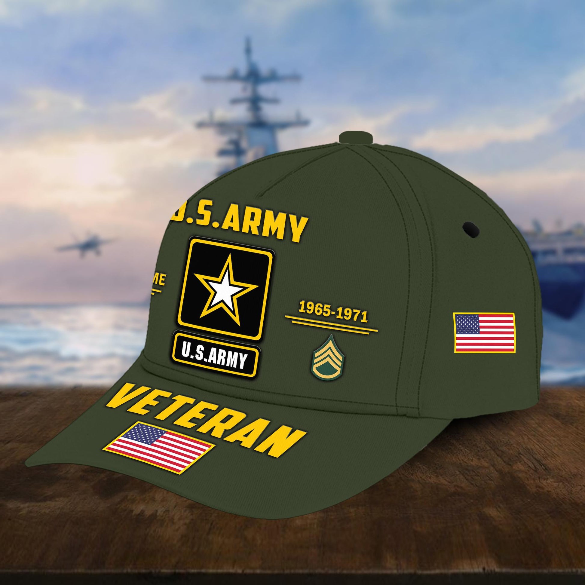 Customized US Army Veteran Hat Printed Classic Cap Personalized With Name, Rank, Years Of Service Military Style Baseball cap Caps VPVC001501