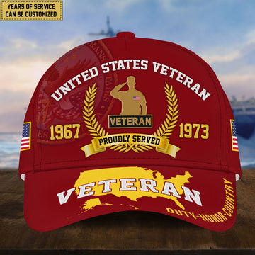 Personalized US Veteran Hat - Custom Years of Service, Gift For US Veteran VPVC001807