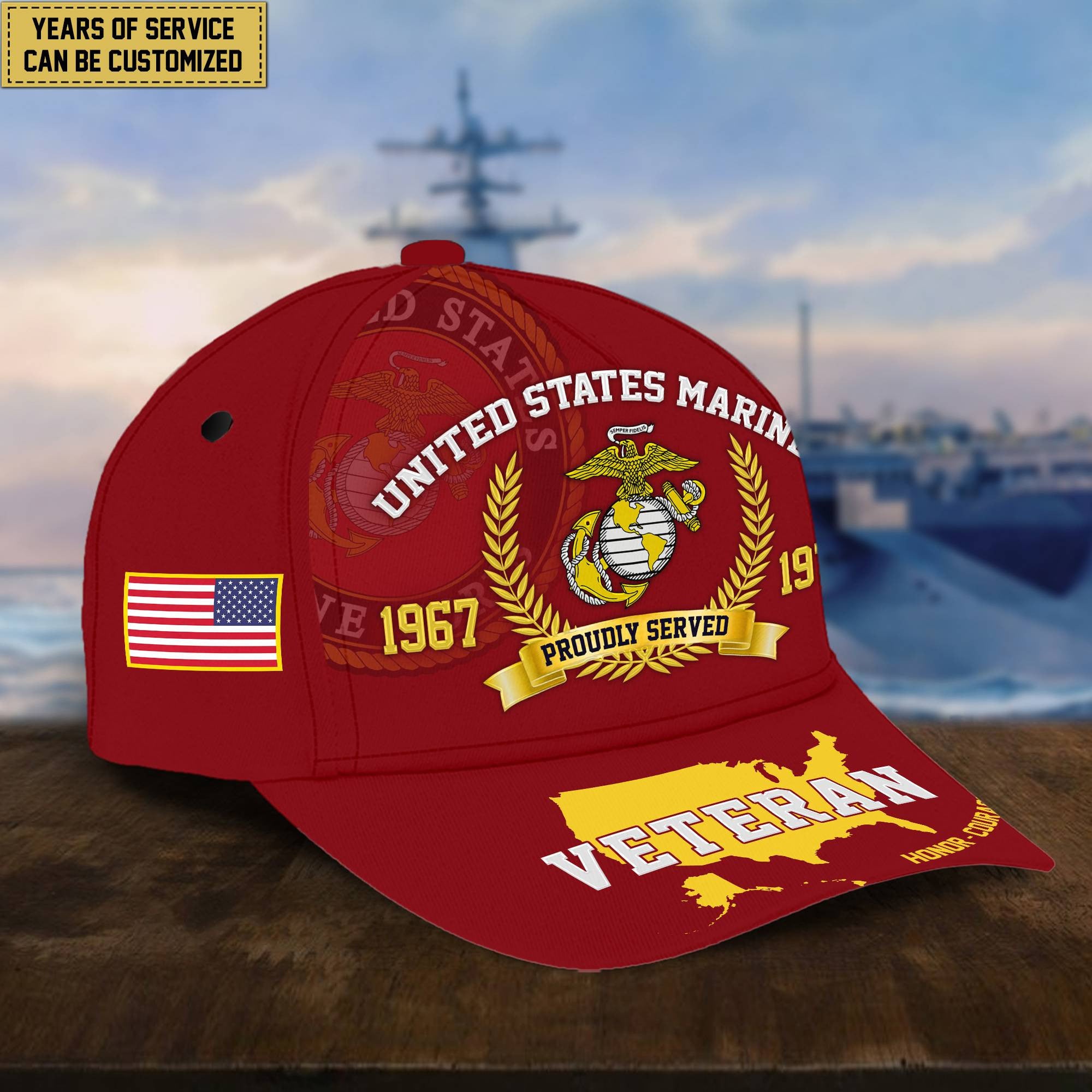 Personalized USMC Veteran Hat - Custom Years of Service, Gift For US Marines Veteran VPVC001803