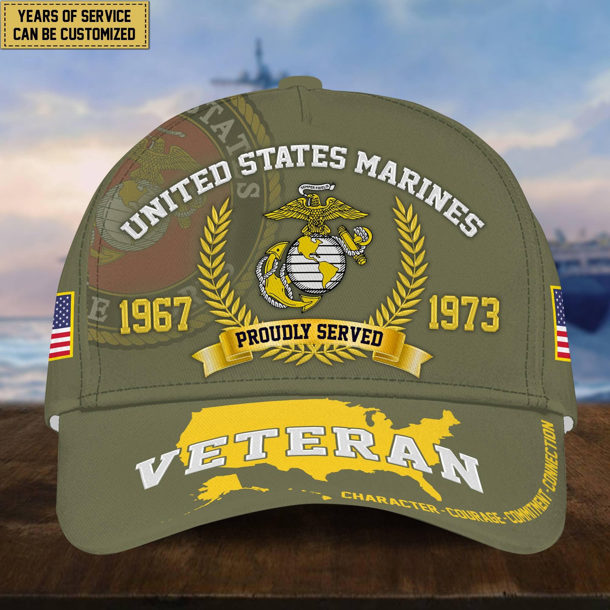 Personalized USMC Veteran Hat - Custom Years of Service, Gift For US Marines Veteran VPVC001803