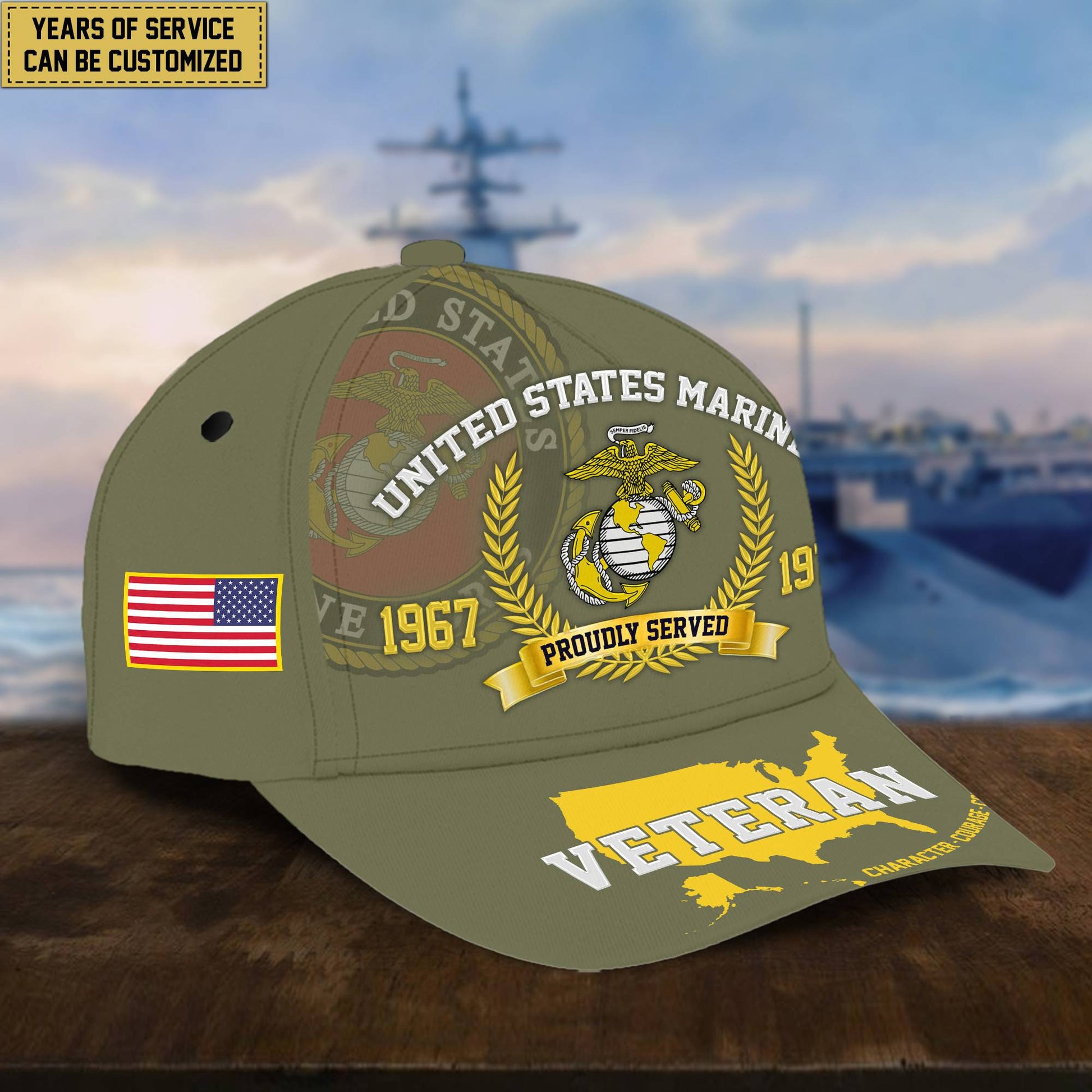 Personalized USMC Veteran Hat - Custom Years of Service, Gift For US Marines Veteran VPVC001803