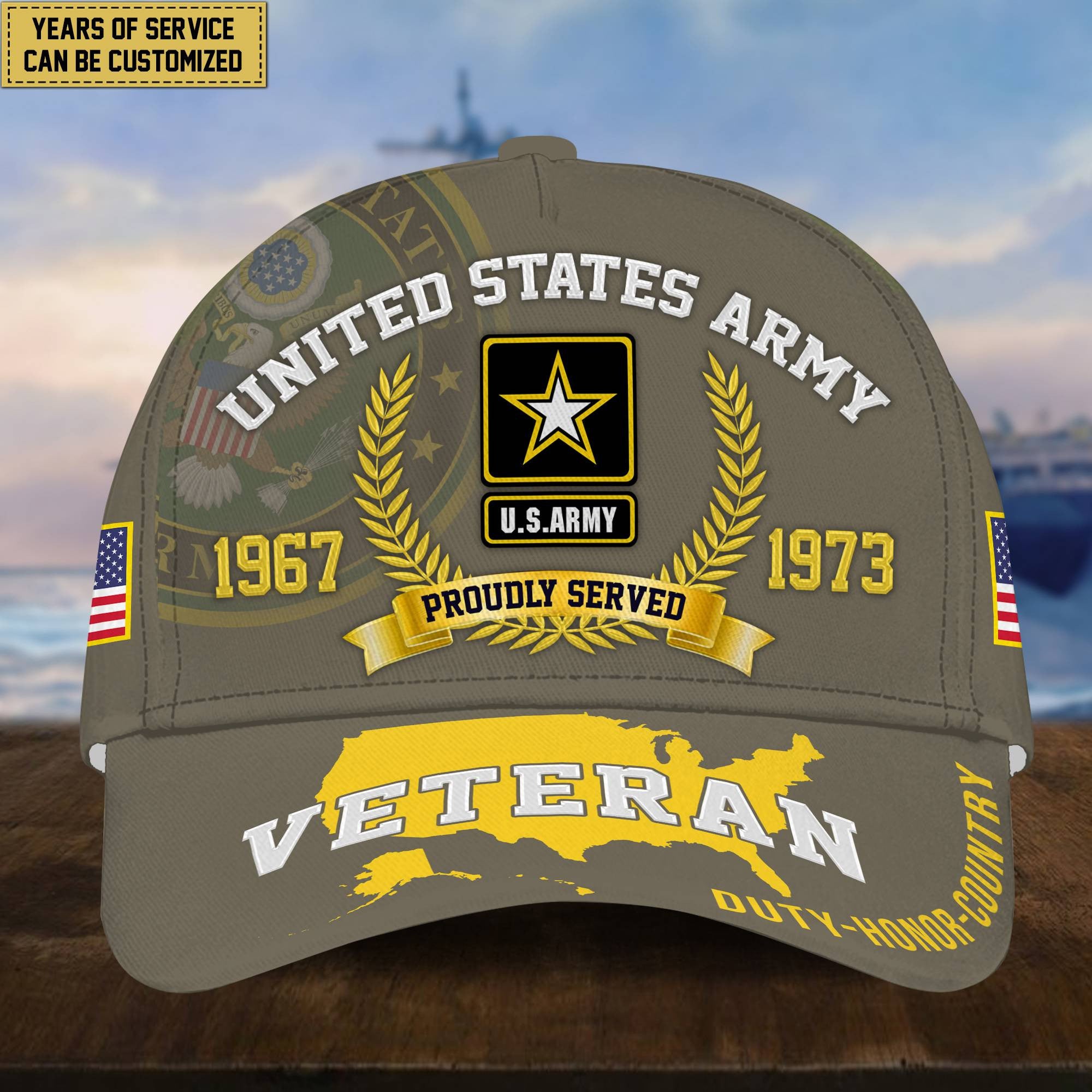 Personalized US Army Veteran Hat - Custom Years of Service, Gift For US Army Veteran VPVC001801