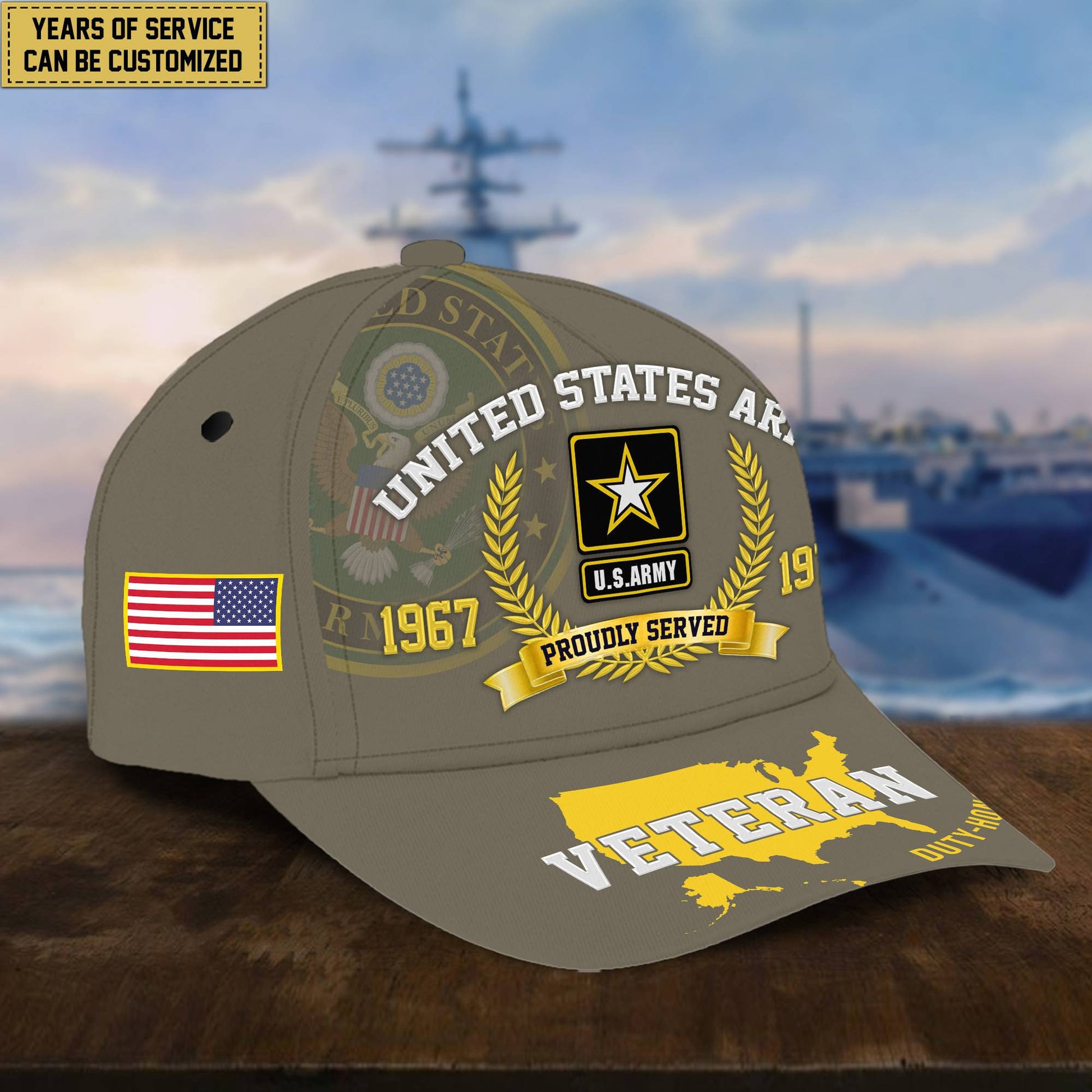 Personalized US Army Veteran Hat - Custom Years of Service, Gift For US Army Veteran VPVC001801