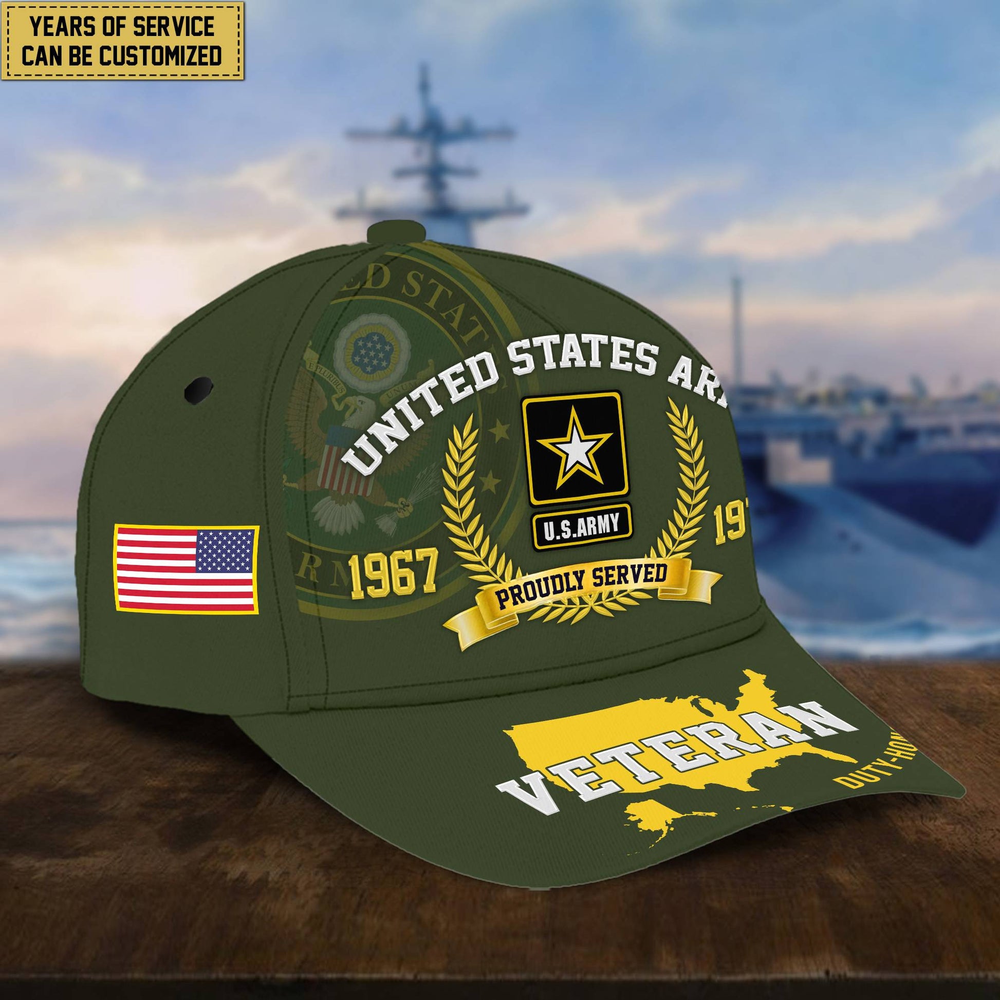 Personalized US Army Veteran Hat - Custom Years of Service, Gift For US Army Veteran VPVC001801