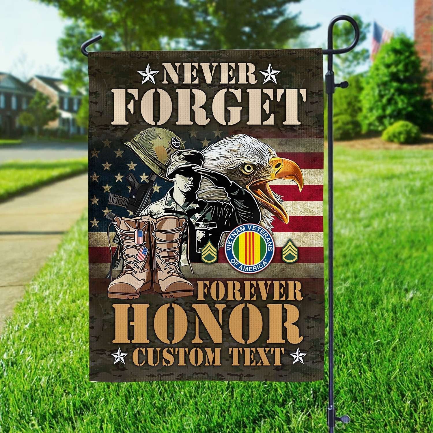 Vietnam Veteran Custom Name, Rank Flag, Veterans Day Gift, American Flag Gift For Him Military Gift Patriotic, Garden Flag - House Flag VPVC101706