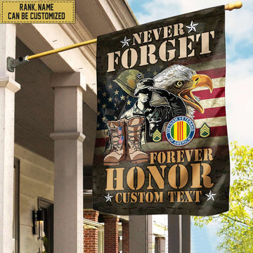 Vietnam Veteran Custom Name, Rank Flag, Veterans Day Gift, American Flag Gift For Him Military Gift Patriotic, Garden Flag - House Flag VPVC101706