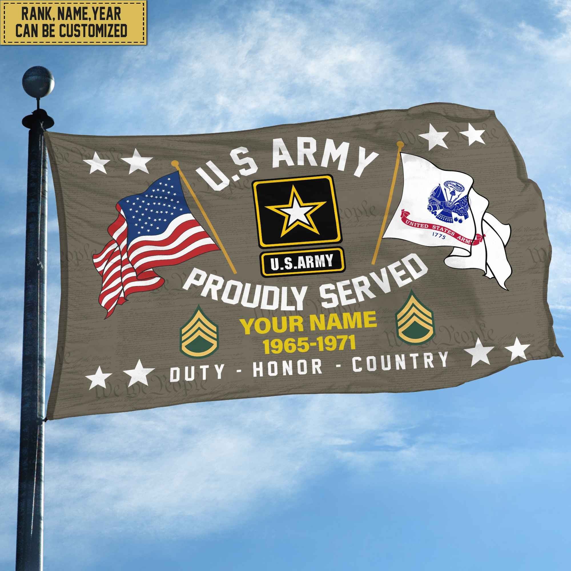 US Army Personalized American Flag, Gift For Him Military, Army Veteran Grommet Flag VPVC101801
