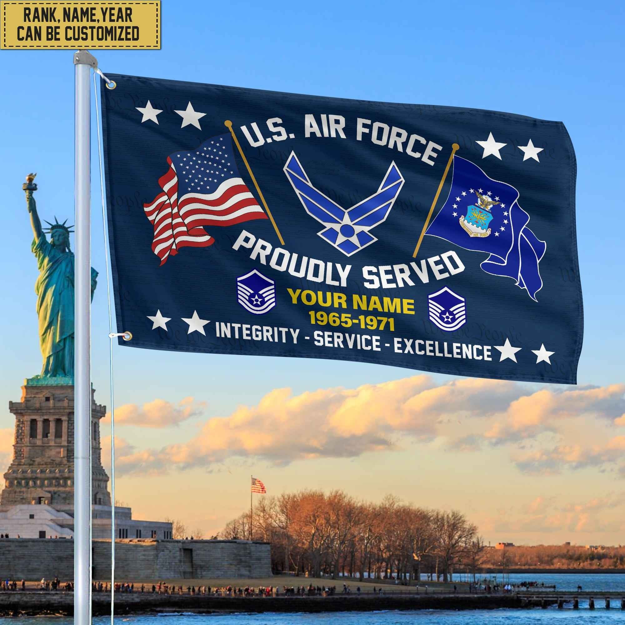 USAF Personalized American Flag, Gift For Him Military, Air Force Veteran Grommet Flag VPVC101804