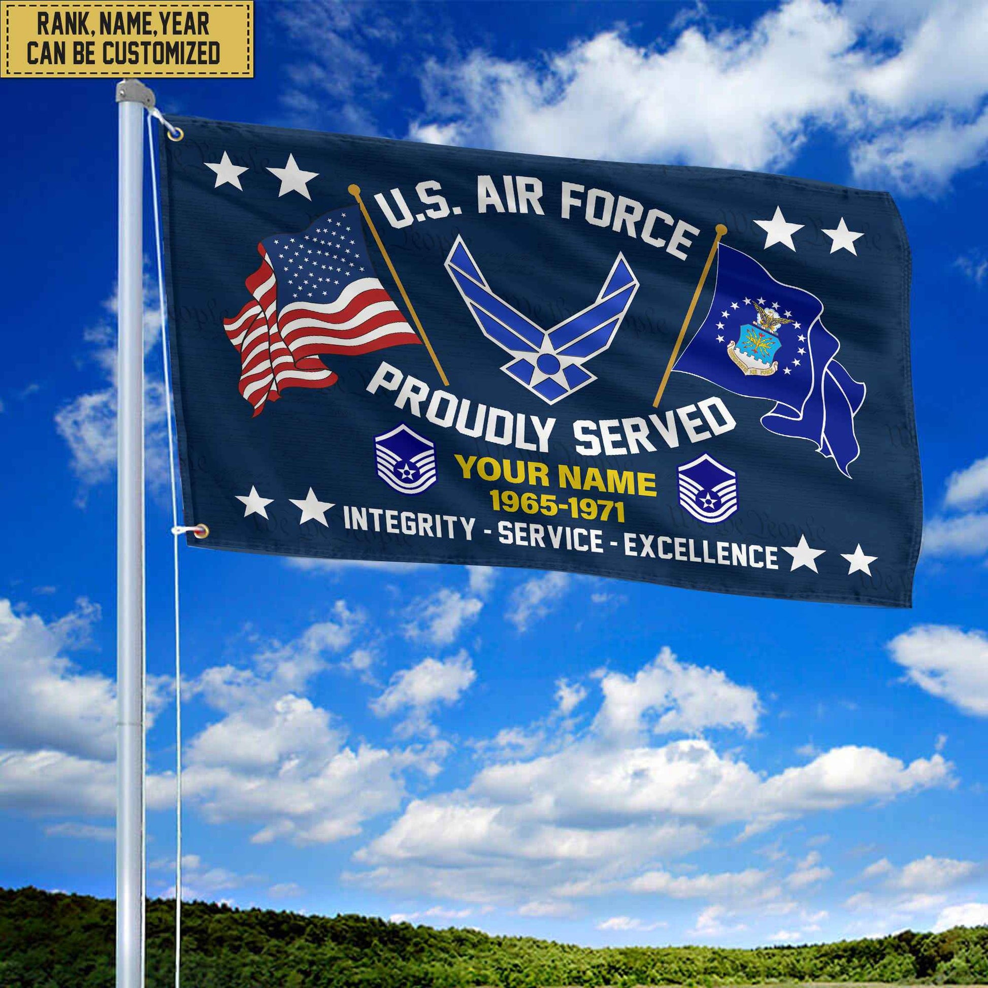 USAF Personalized American Flag, Gift For Him Military, Air Force Veteran Grommet Flag VPVC101804