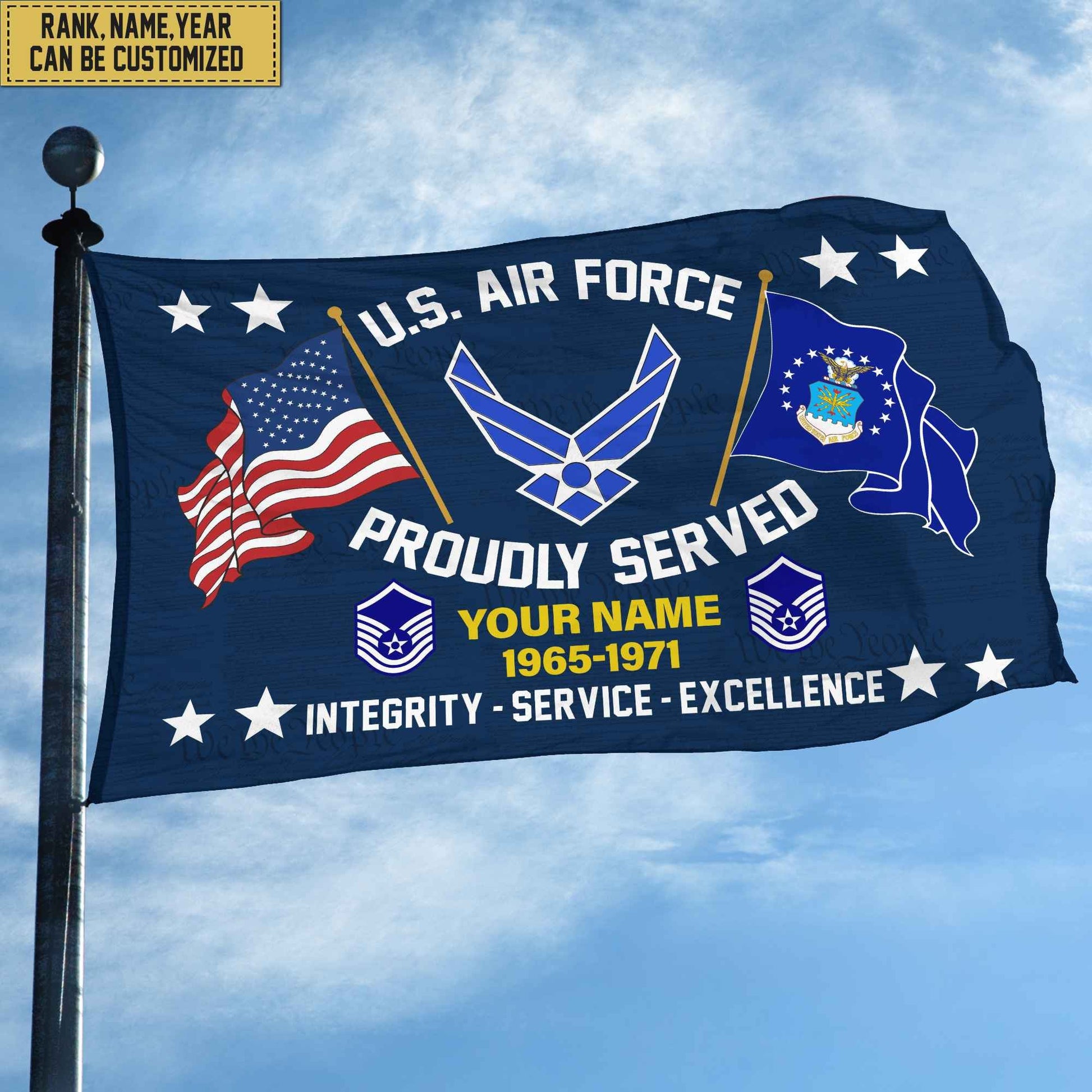 USAF Personalized American Flag, Gift For Him Military, Air Force Veteran Grommet Flag VPVC101804