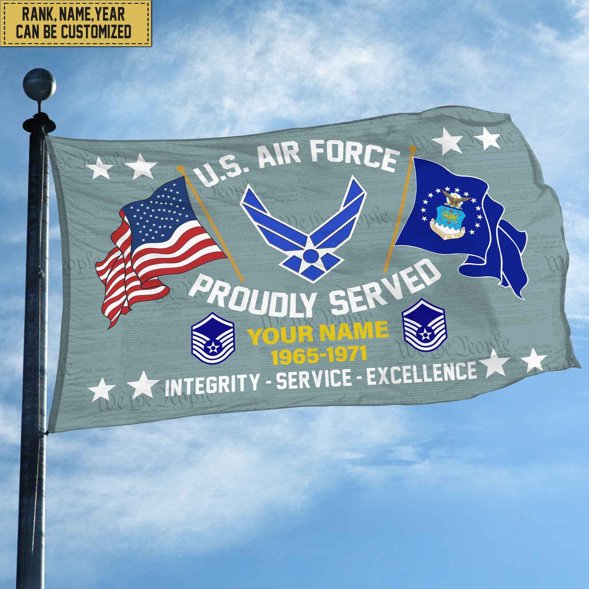 USAF Personalized American Flag, Gift For Him Military, Air Force Veteran Grommet Flag VPVC101804