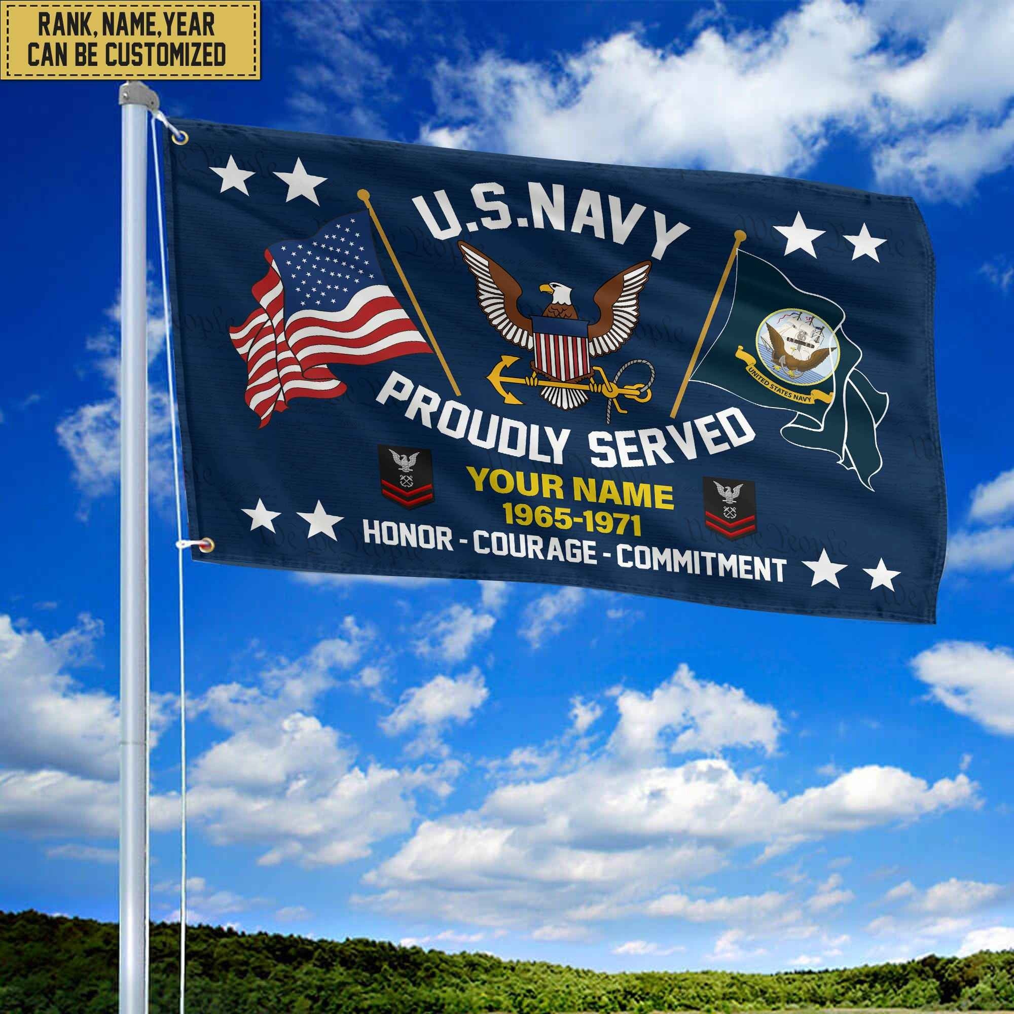 US Navy Personalized American Flag, Gift For Him Military, Navy Veteran Grommet Flag VPVC101802