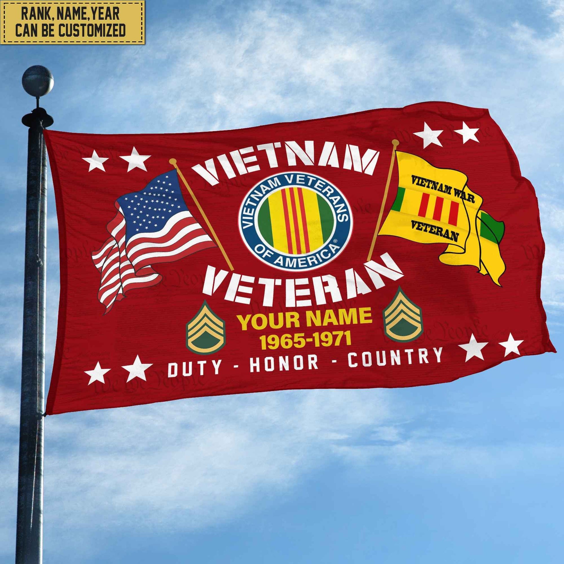 Vietnam Veteran Personalized American Flag, Gift For Him Military, Vietnam Veteran Grommet Flag VPVC101806