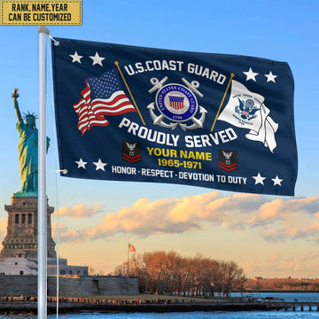 USCG Veteran Personalized American Flag, Gift For Him Military, Coast Guard Veteran Grommet Flag VPVC101805