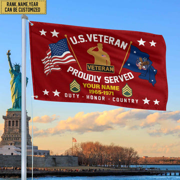 US Veteran Personalized American Flag, Gift For Him Military, US Veteran Grommet Flag VPVC101807