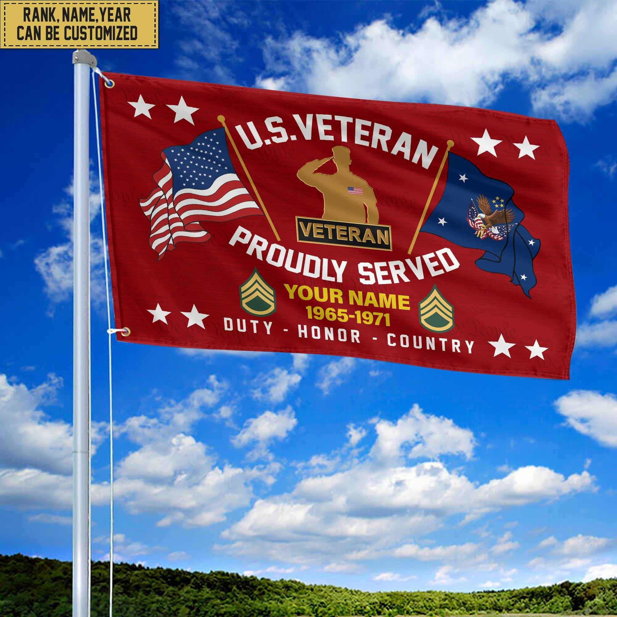 US Veteran Personalized American Flag, Gift For Him Military, US Veteran Grommet Flag VPVC101807