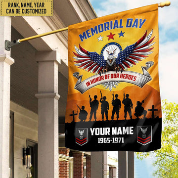US Navy Custom Name, Rank, Year American Flag, Veterans Day Gift, American Flag Gift For Him Military Gift Patriotic, Garden Flag - House Flag VPVC101902