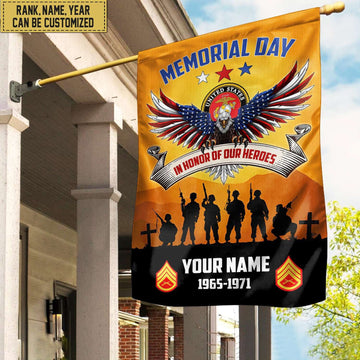 USMC Custom Name, Rank, Year American Flag, Veterans Day Gift, American Flag Gift For Him Military Gift For Marine Veteran, Garden Flag - House Flag VPVC101903