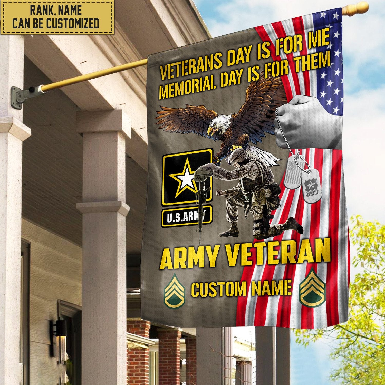 Customized US Army American Flag, Patriotic Flag, Gift For Army Veteran, Garden Flag - House Flag VPVC102001