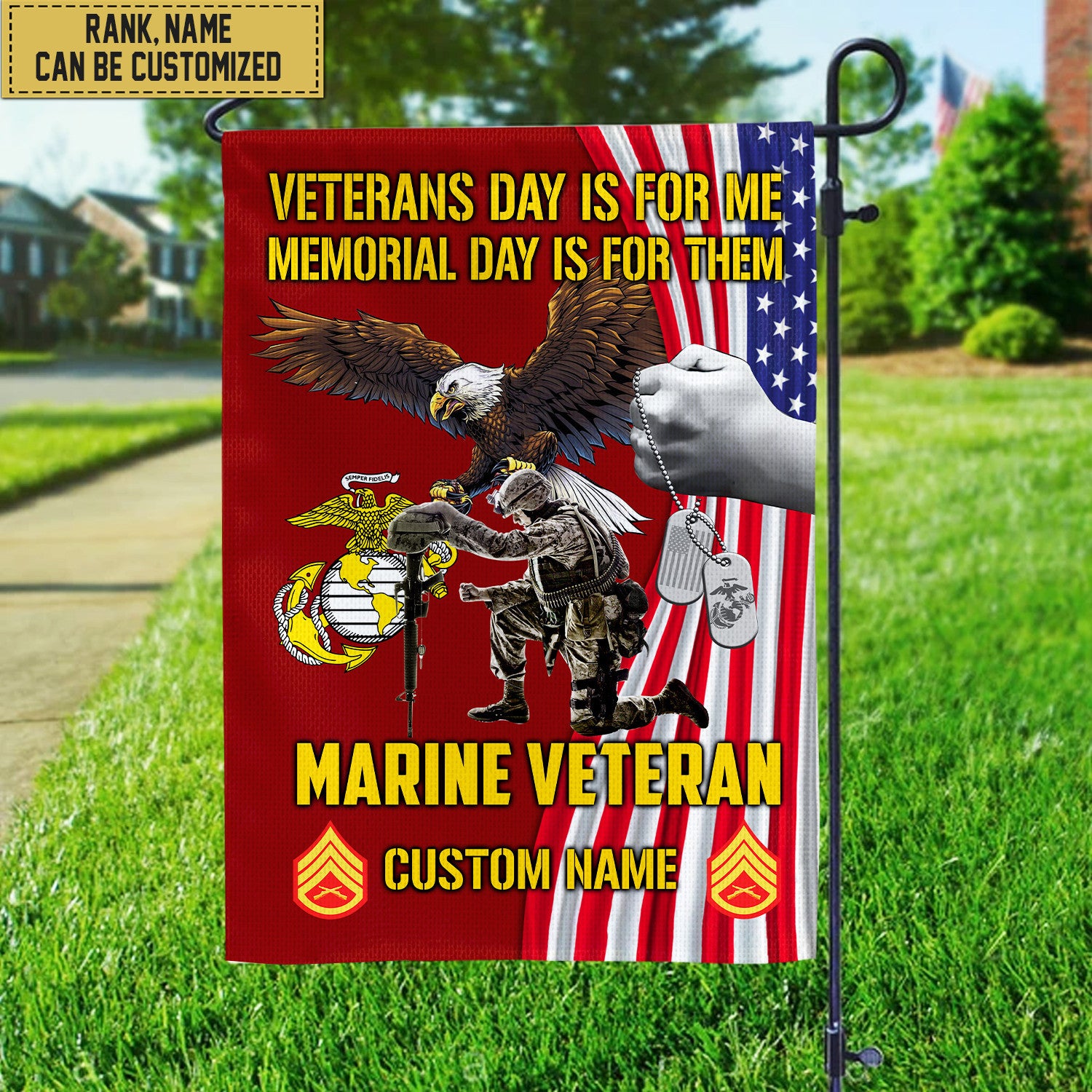 Customized USMC American Flag, Patriotic Flag, Gift For Marine Veteran, Garden Flag - House Flag VPVC102003
