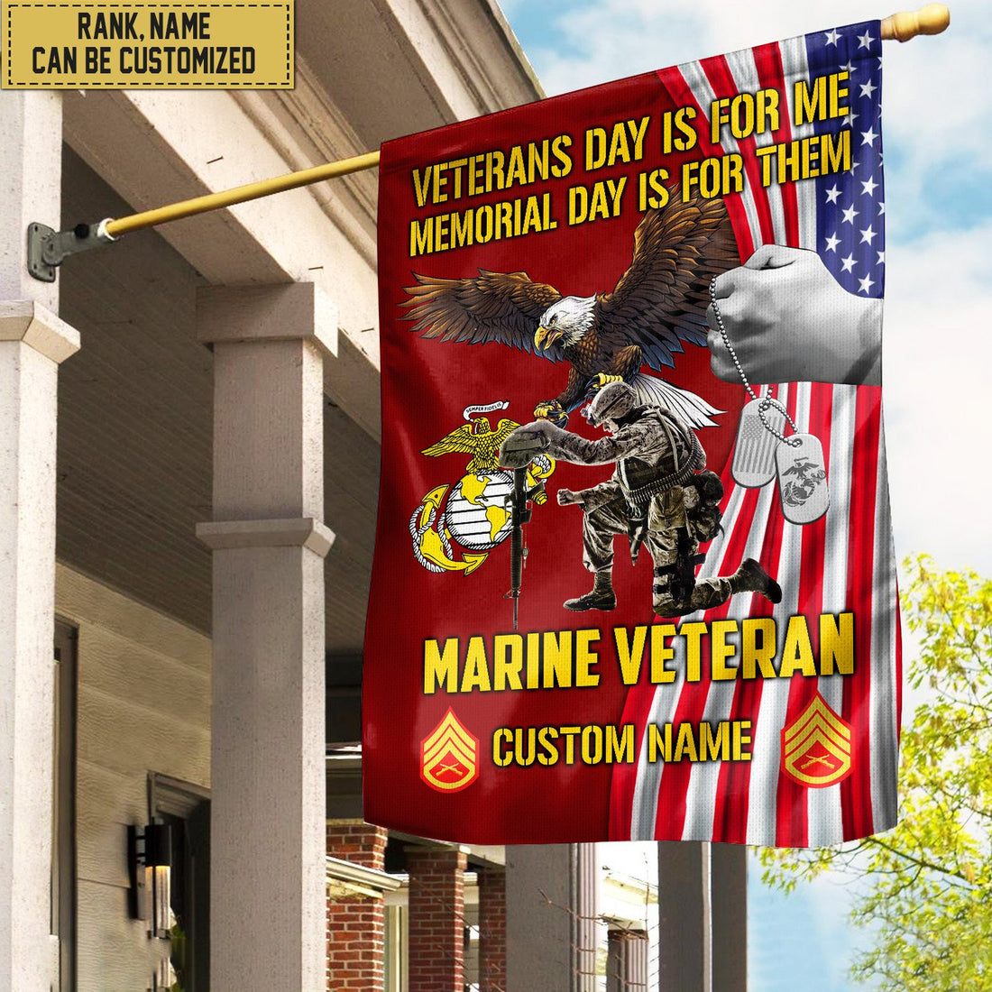 Customized USMC American Flag, Patriotic Flag, Gift For Marine Veteran, Garden Flag - House Flag VPVC102003