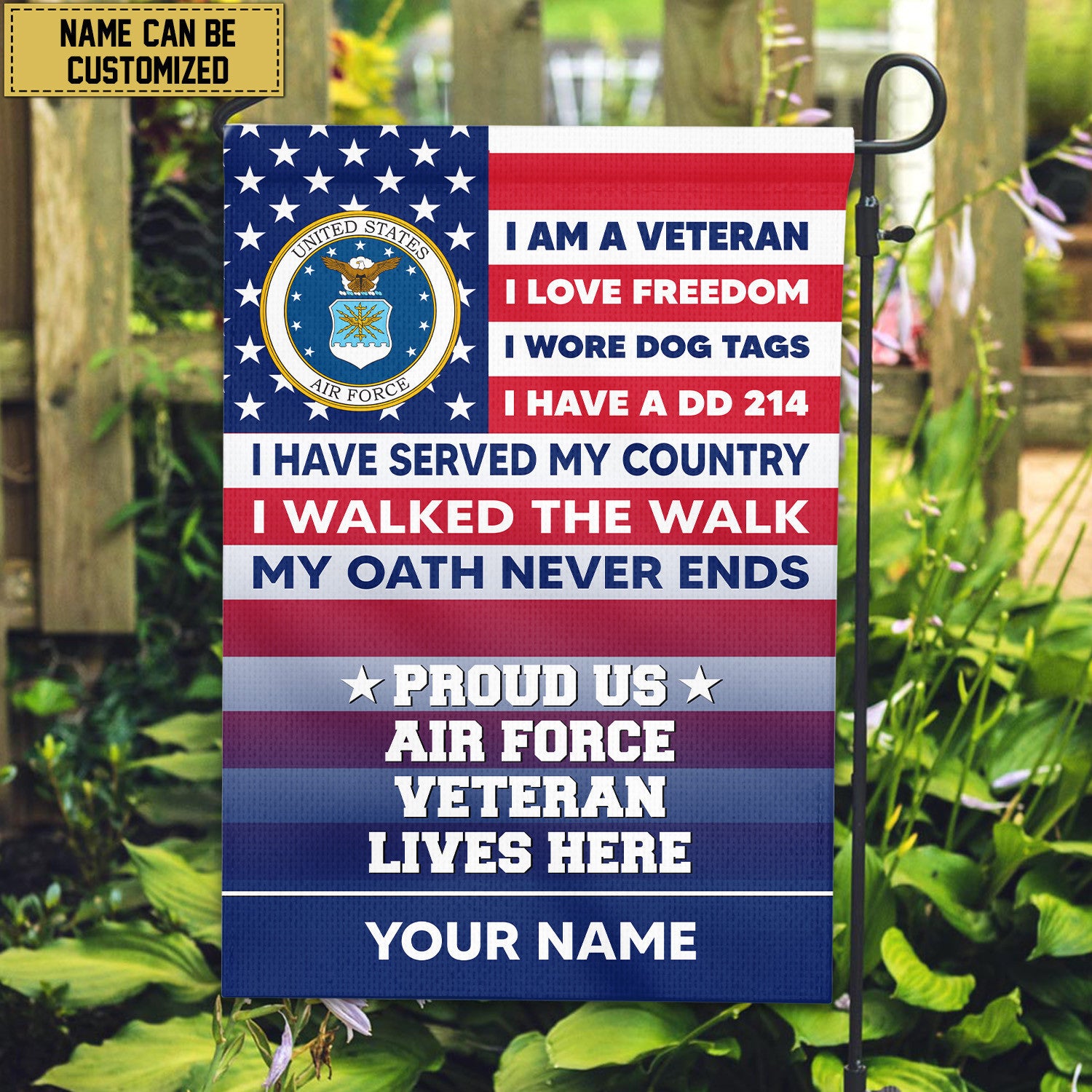 USAF Personalized American Flag, Gift For US Military Veteran, US Air Force Veteran Grommet Flag, Garden Flag, House Flag VPVC102904