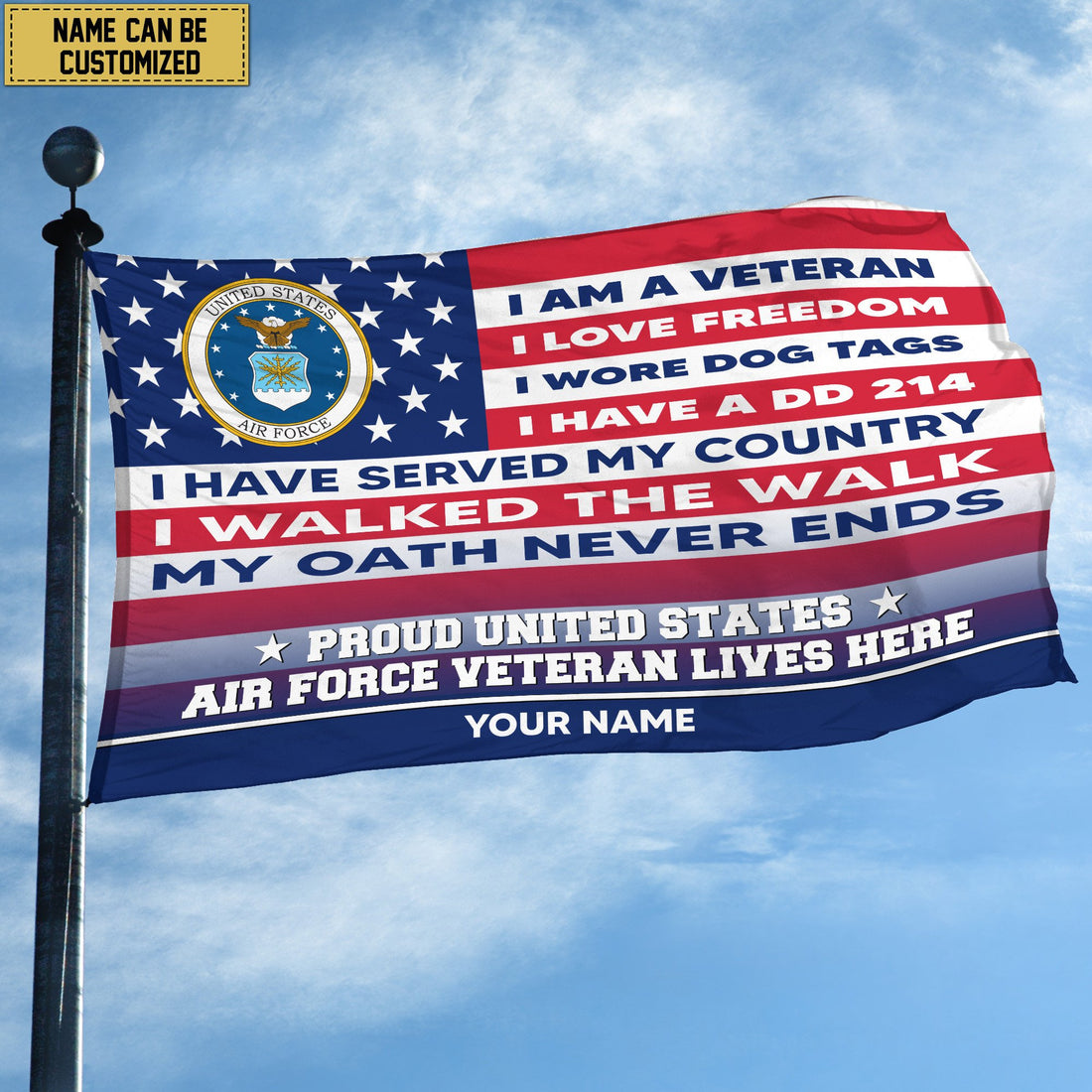 USAF Personalized American Flag, Gift For US Military Veteran, US Air Force Veteran Grommet Flag, Garden Flag, House Flag VPVC102904