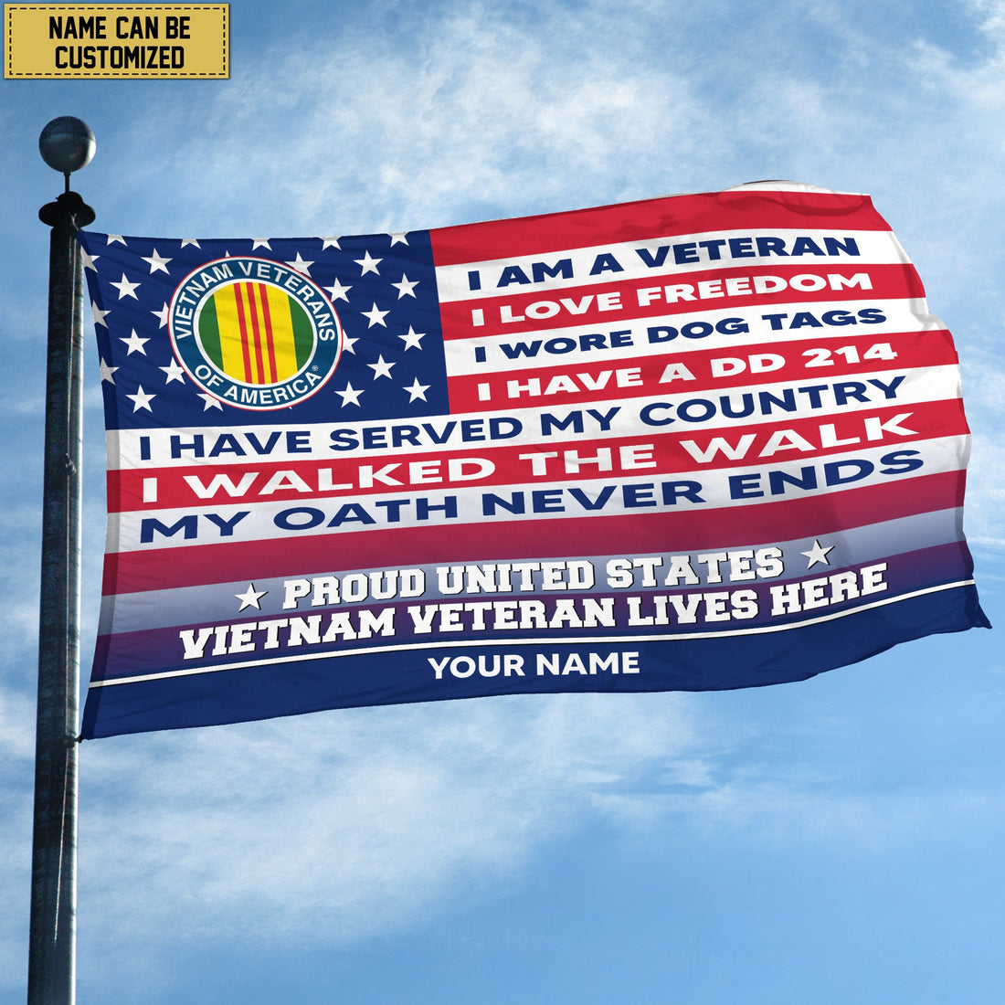 Vietnam Veteran Personalized American Flag, Gift For US Military Veteran, Vietnam Veteran Grommet Flag, Garden Flag, House Flag VPVC102906