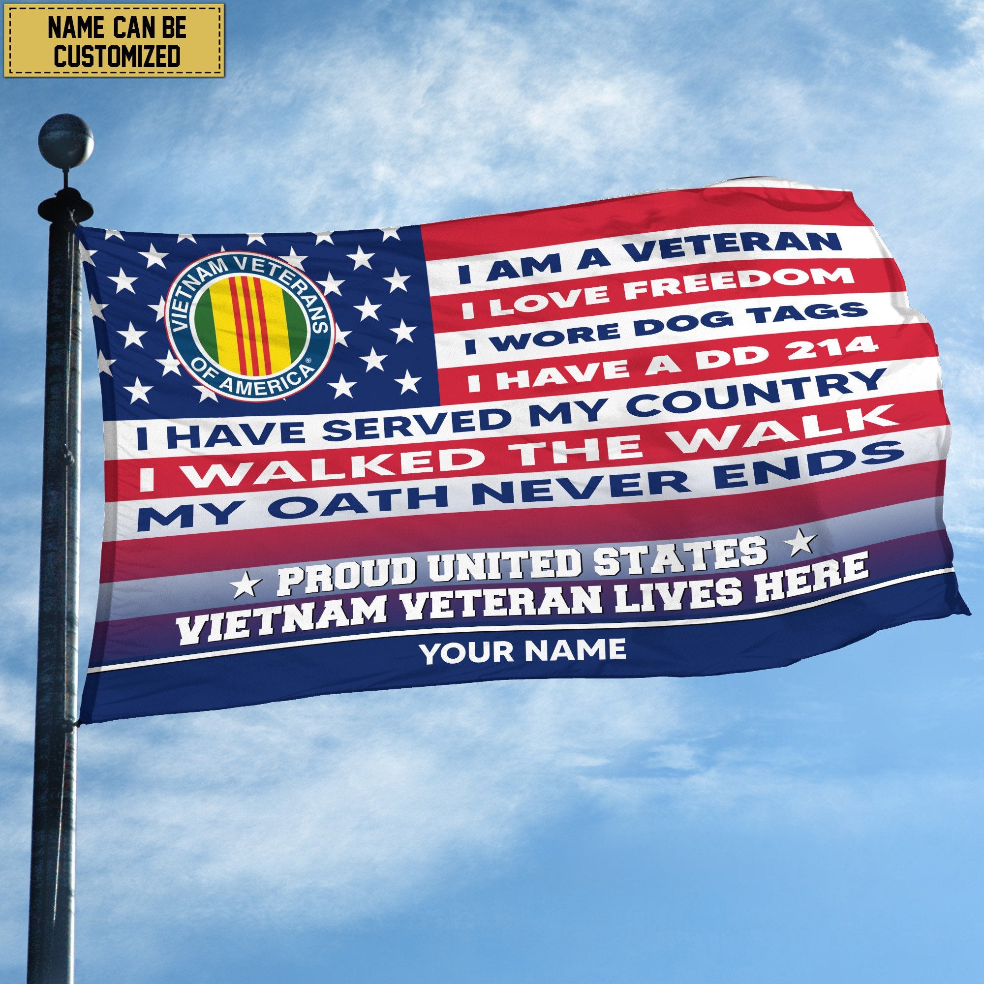 Vietnam Veteran Personalized American Flag, Gift For US Military Veteran, Vietnam Veteran Grommet Flag, Garden Flag, House Flag VPVC102906