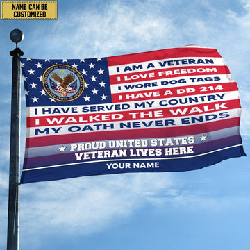 US Veteran Personalized American Flag, Gift For US Military Veteran, US Veteran Grommet Flag, Garden Flag, House Flag VPVC102907