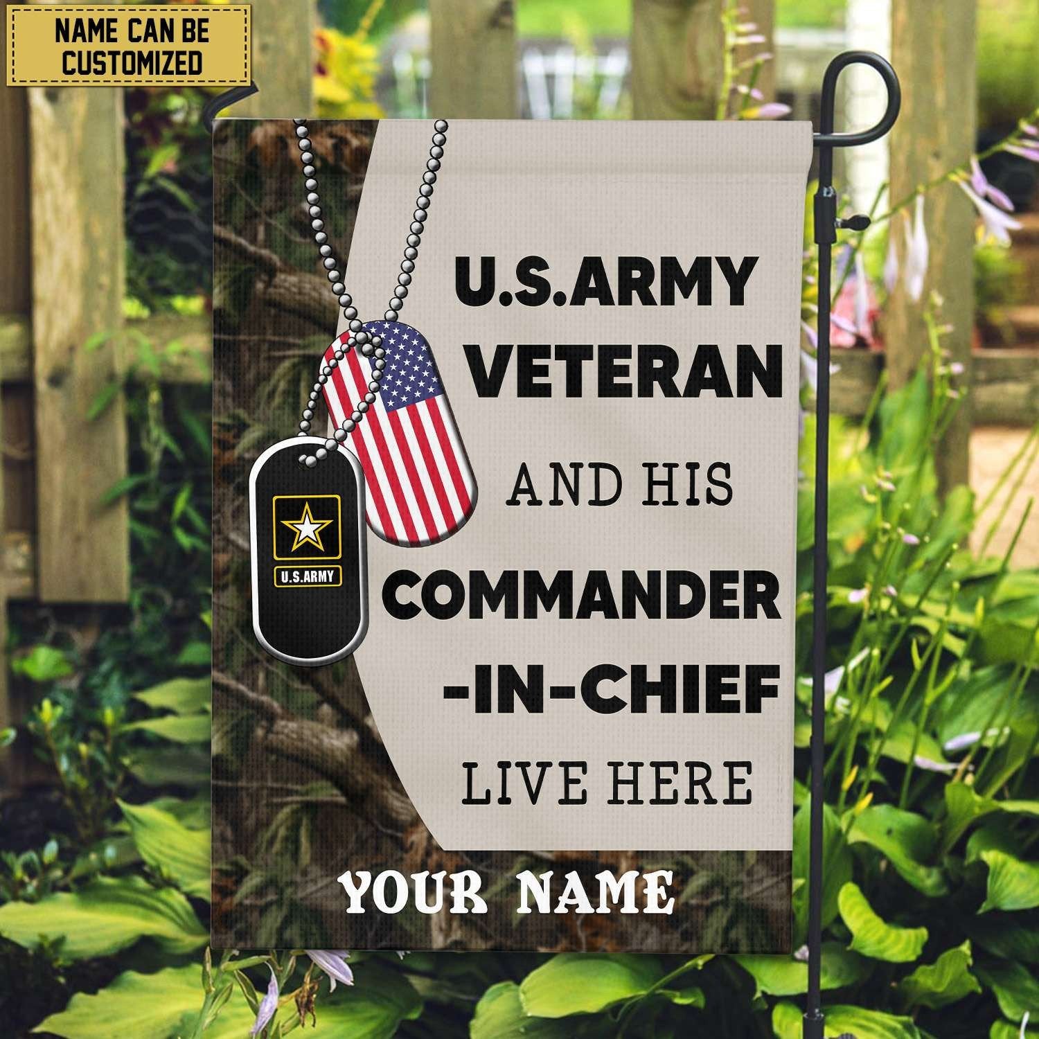 US Army Personalized American Flag, Gift For Army Veteran , US Veteran Grommet Flag, Garden Flag, House Flag VPVC103001