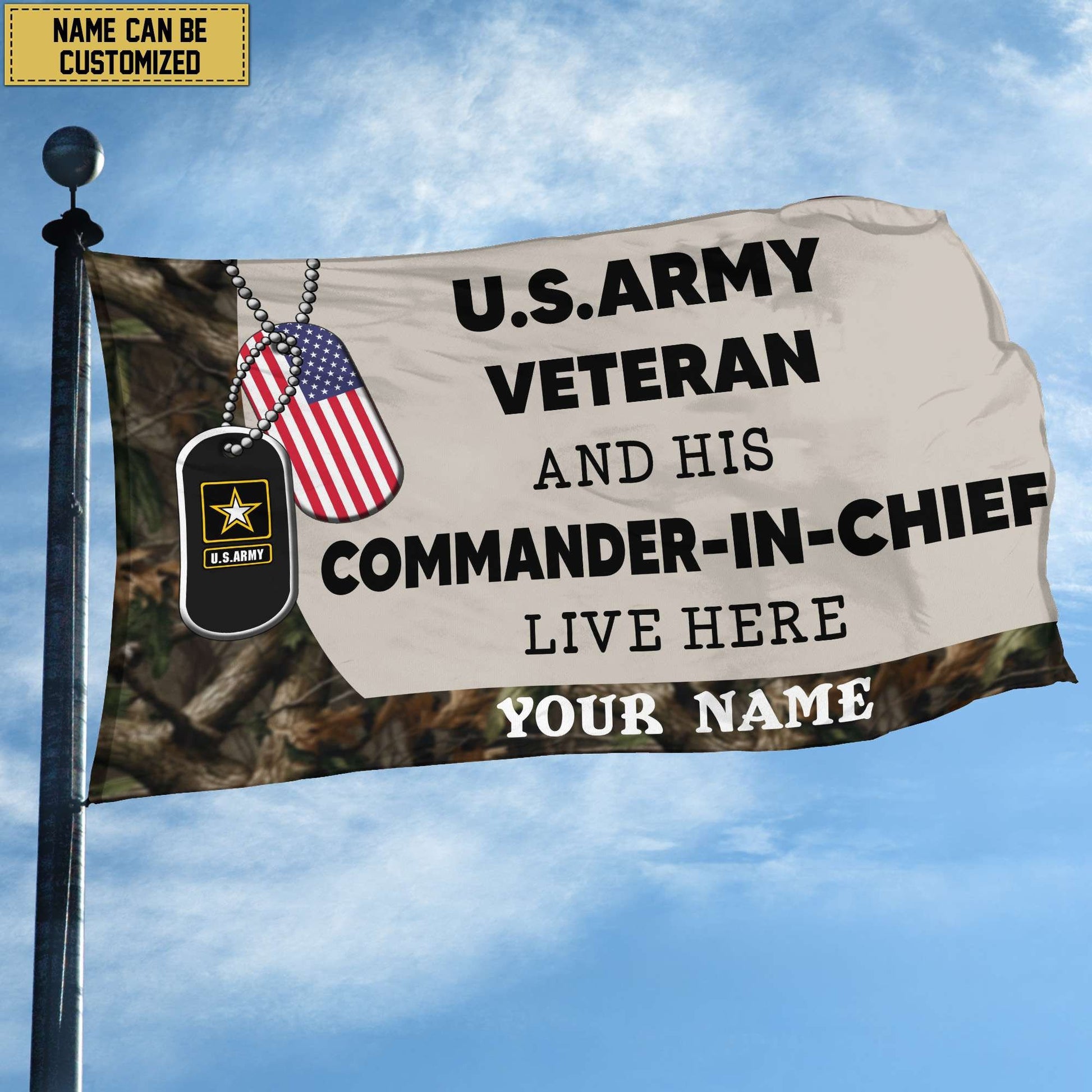 US Army Personalized American Flag, Gift For Army Veteran , US Veteran Grommet Flag, Garden Flag, House Flag VPVC103001
