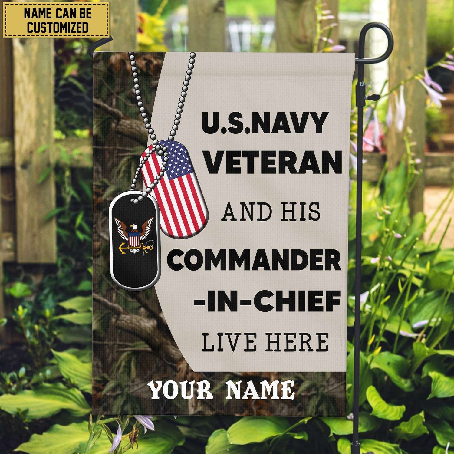 US Navy Personalized American Flag, Gift For Navy Veteran , US Veteran Grommet Flag, Garden Flag, House Flag VPVC103002
