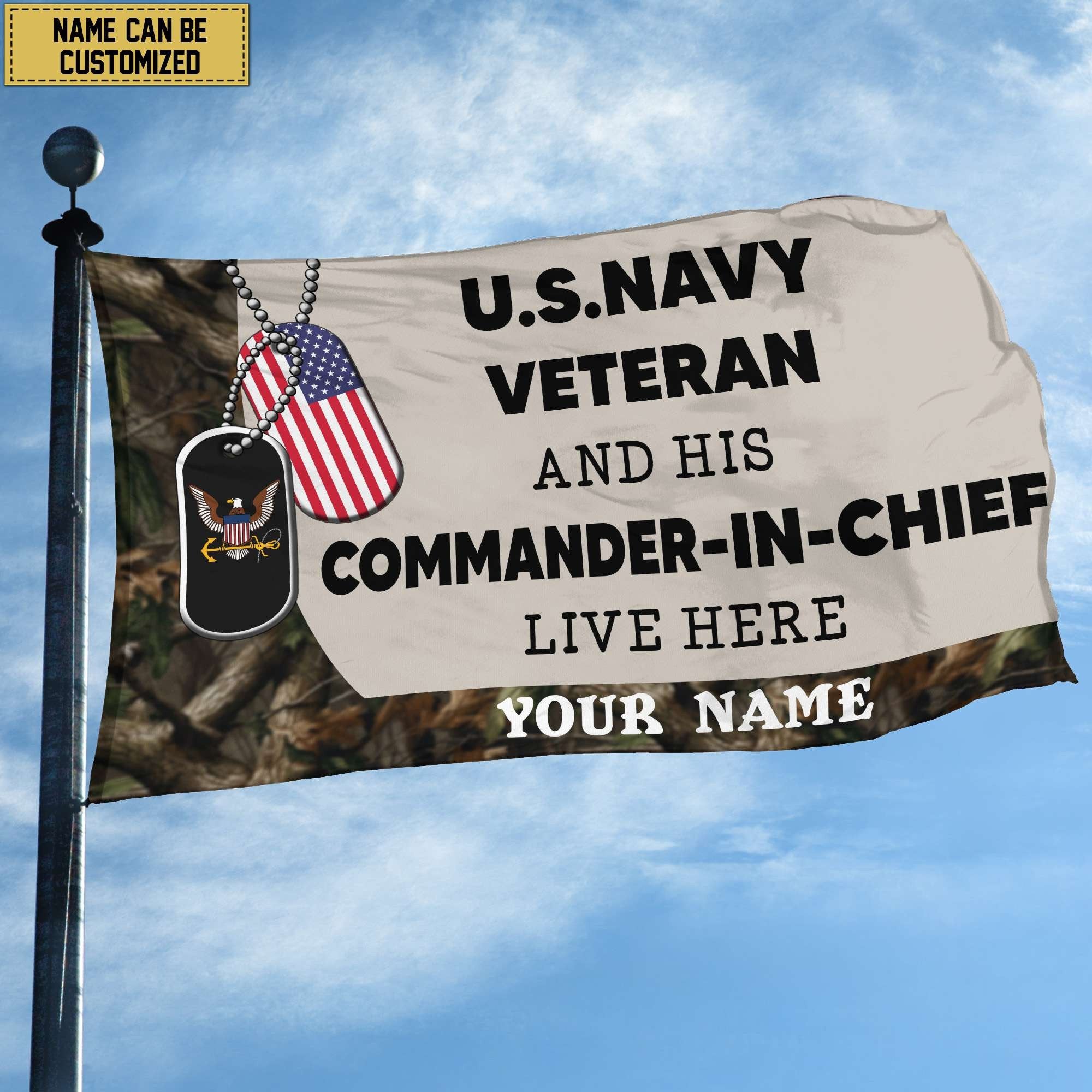 US Navy Personalized American Flag, Gift For Navy Veteran , US Veteran Grommet Flag, Garden Flag, House Flag VPVC103002