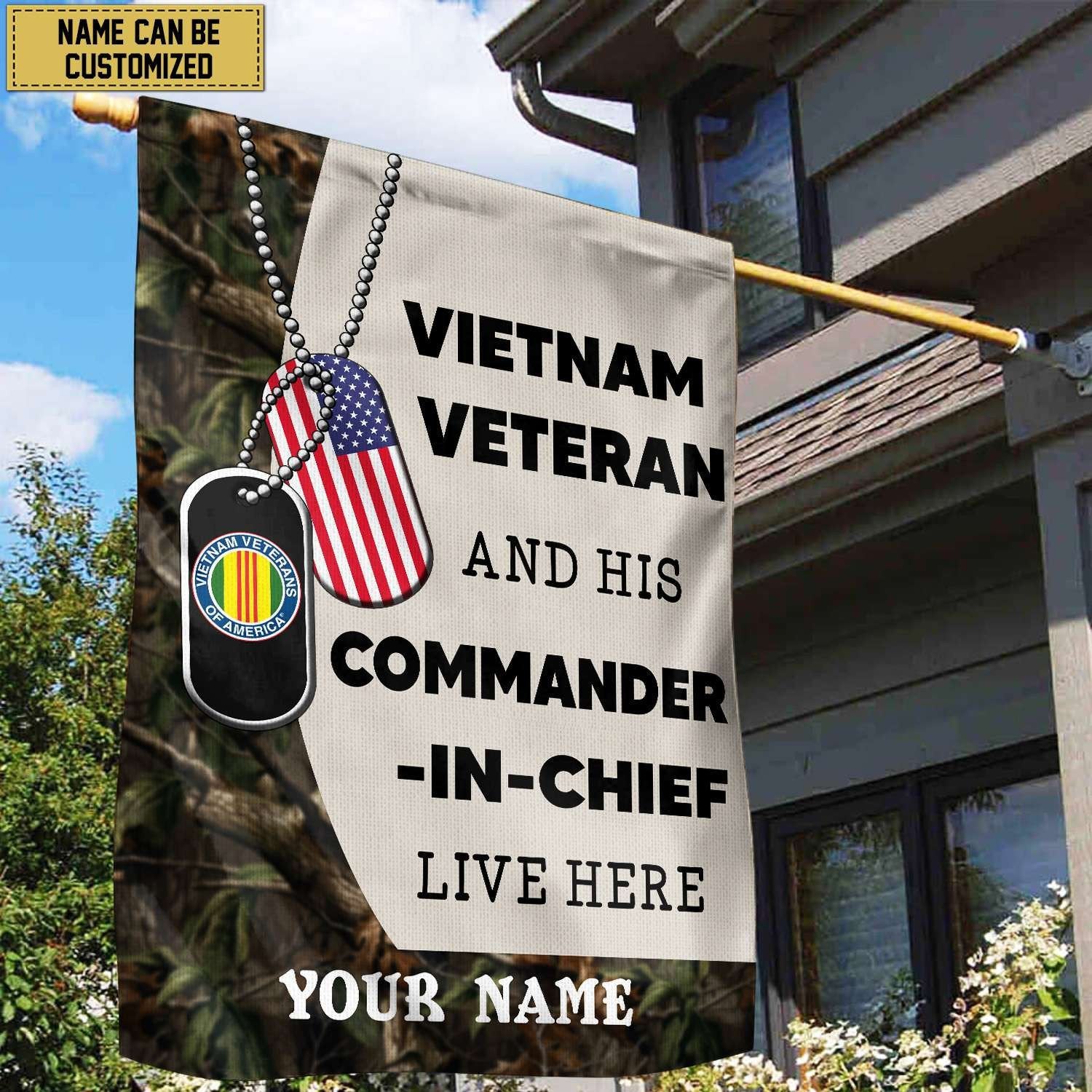 Vietnam Veteran Personalized American Flag, Gift For Vietnam Veteran , US Veteran Grommet Flag, Garden Flag, House Flag VPVC103006