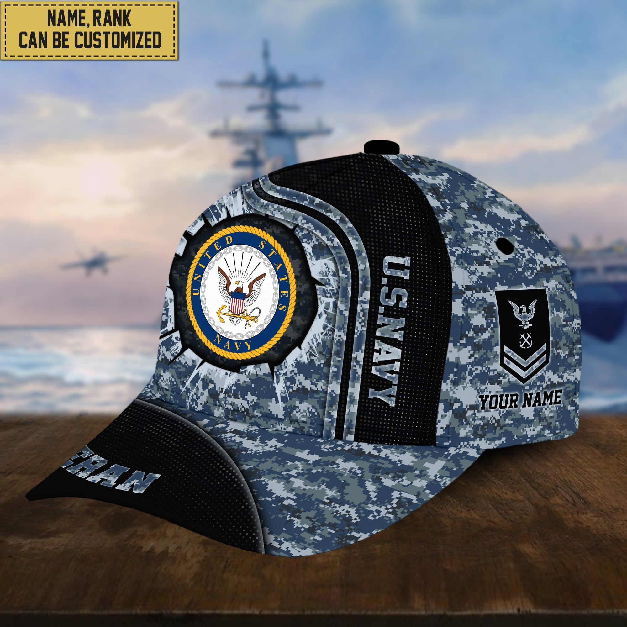 Personalized US Navy Hat - Custom Name, Rank, Gift For US Veteran VPVC002002