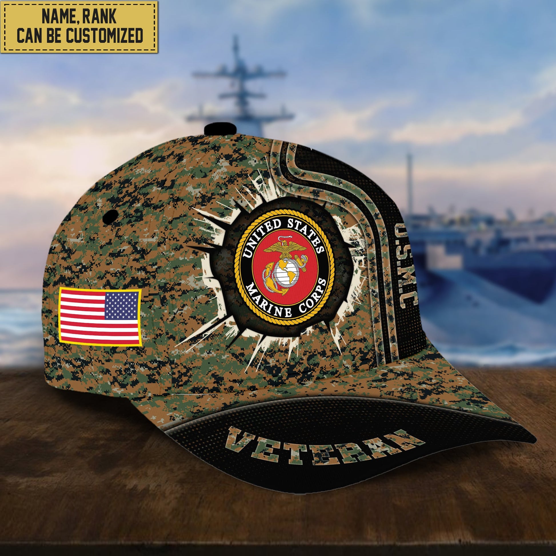 Personalized USMC Hat - Custom Name, Rank, Gift For US Marine Veteran VPVC002003