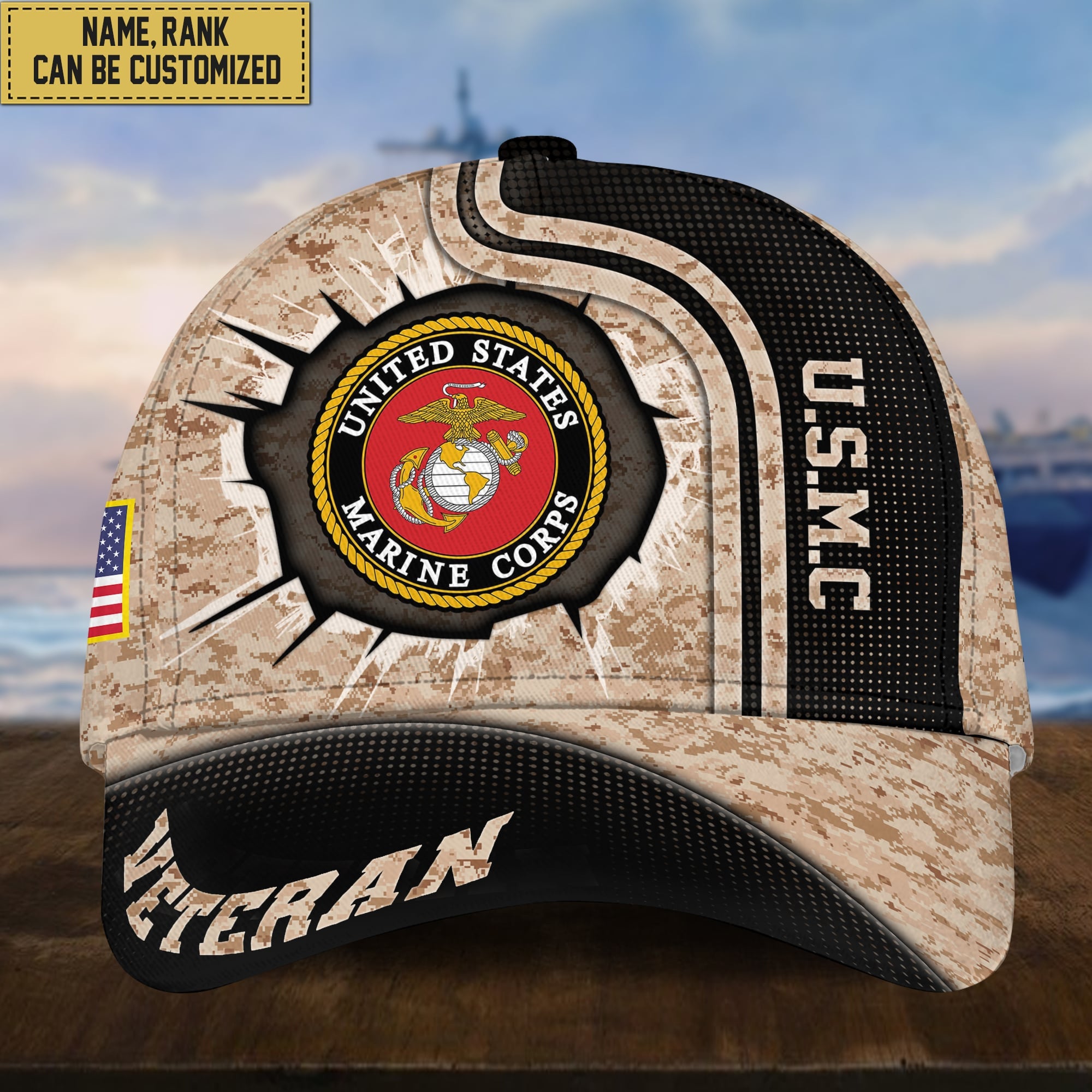 Personalized USMC Hat - Custom Name, Rank, Gift For US Marine Veteran VPVC002003
