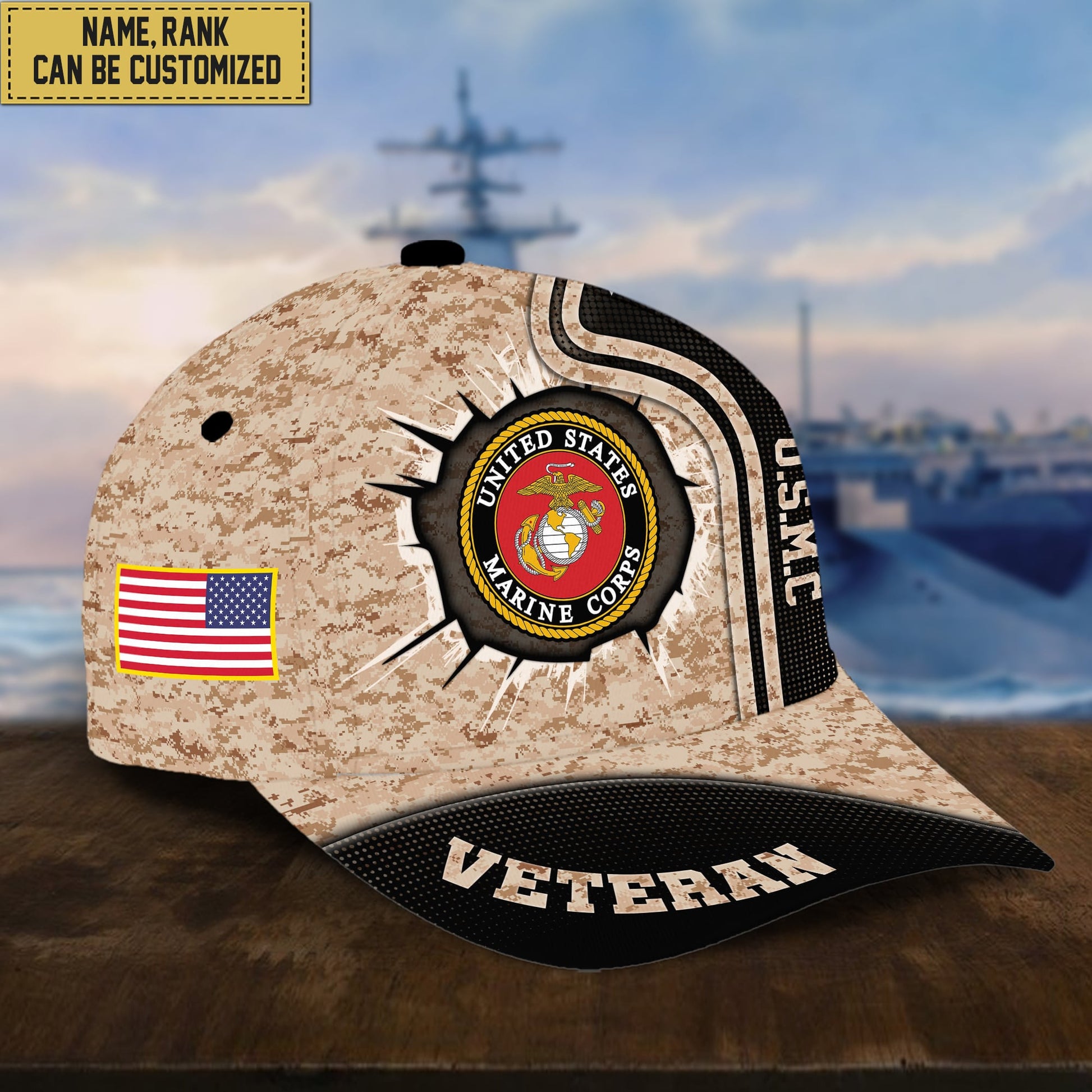Personalized USMC Hat - Custom Name, Rank, Gift For US Marine Veteran VPVC002003