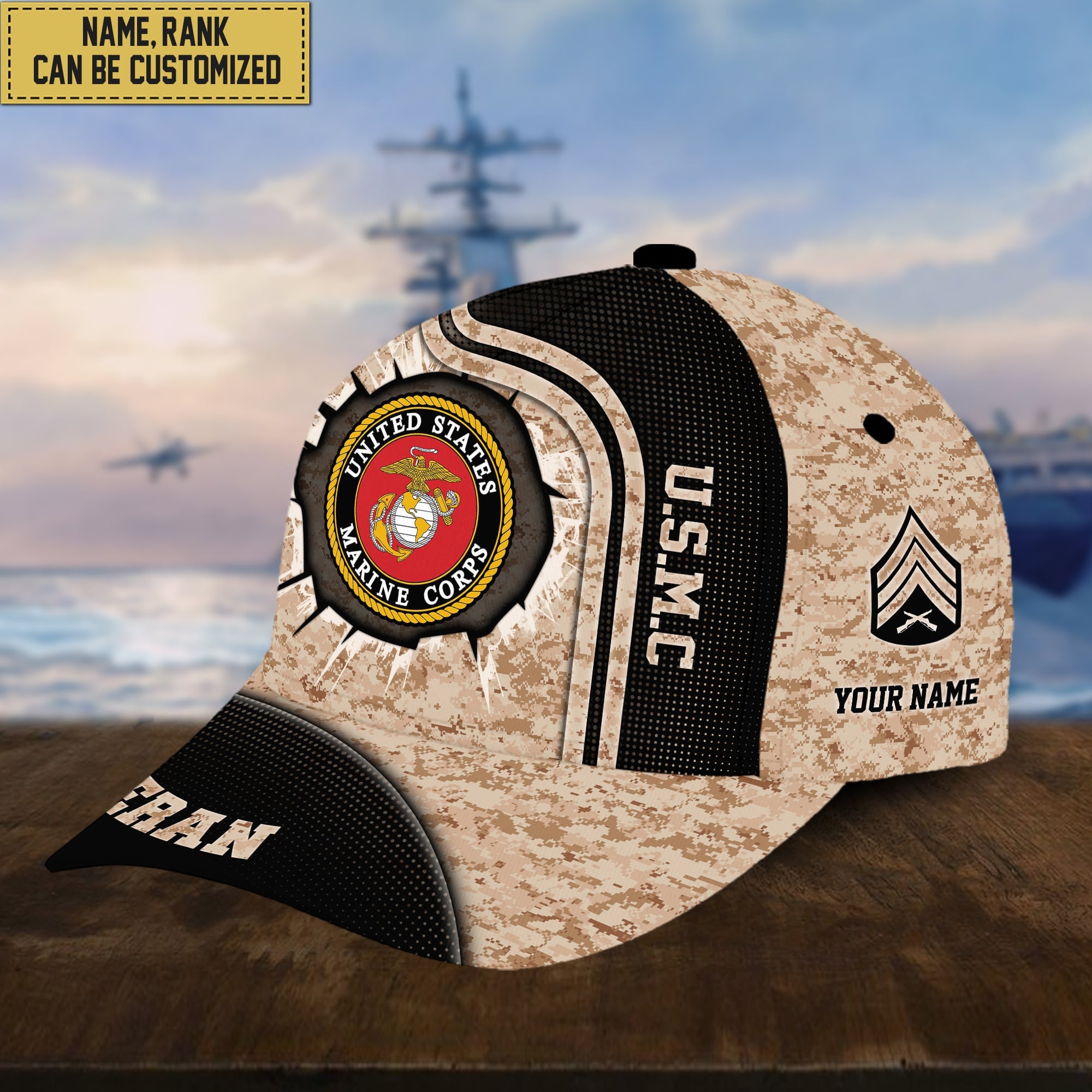 Personalized USMC Hat - Custom Name, Rank, Gift For US Marine Veteran VPVC002003
